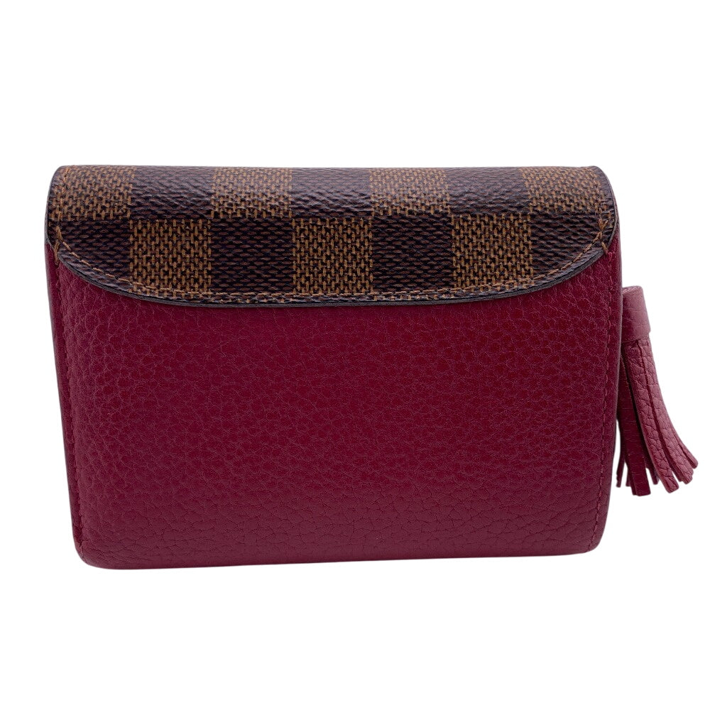 Louis Vuitton Tri-fold M60216 Damier Portefeuille Croisette Leather Red Wallet Case
