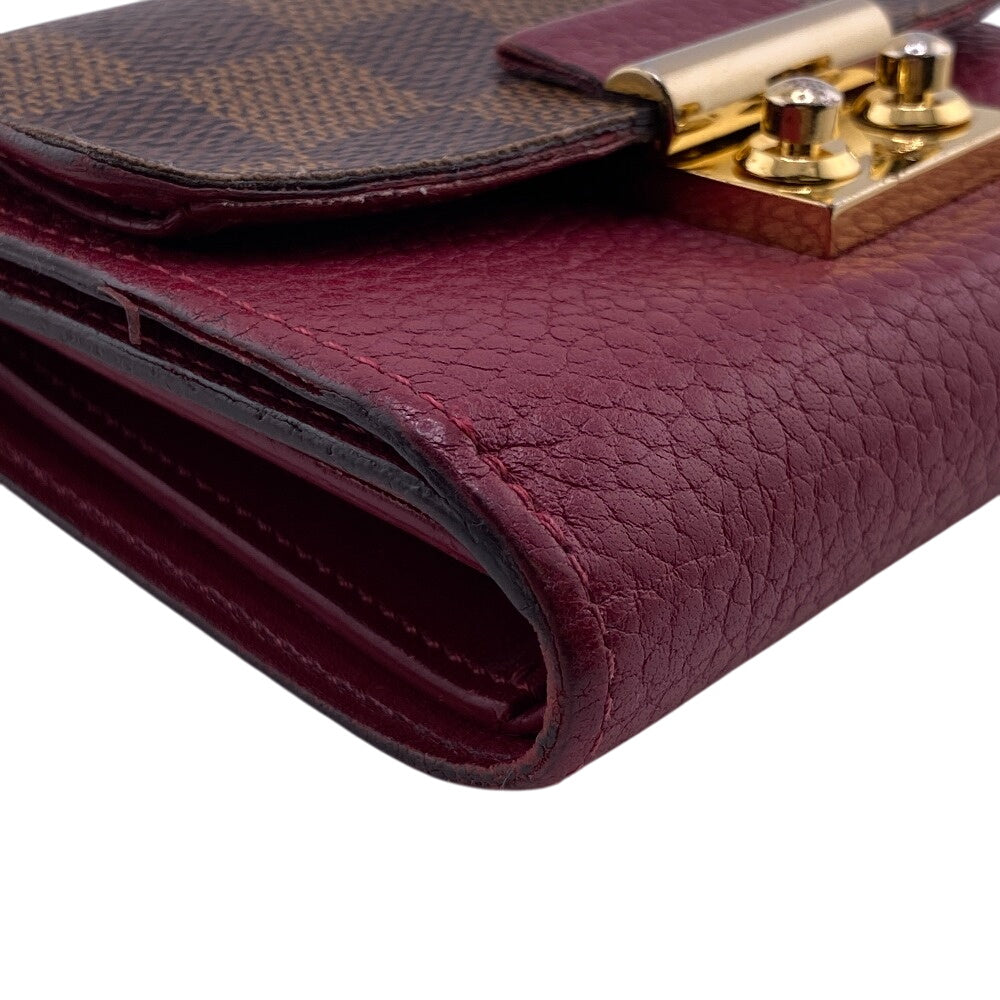 Louis Vuitton Tri-fold M60216 Damier Portefeuille Croisette Leather Red Wallet Case