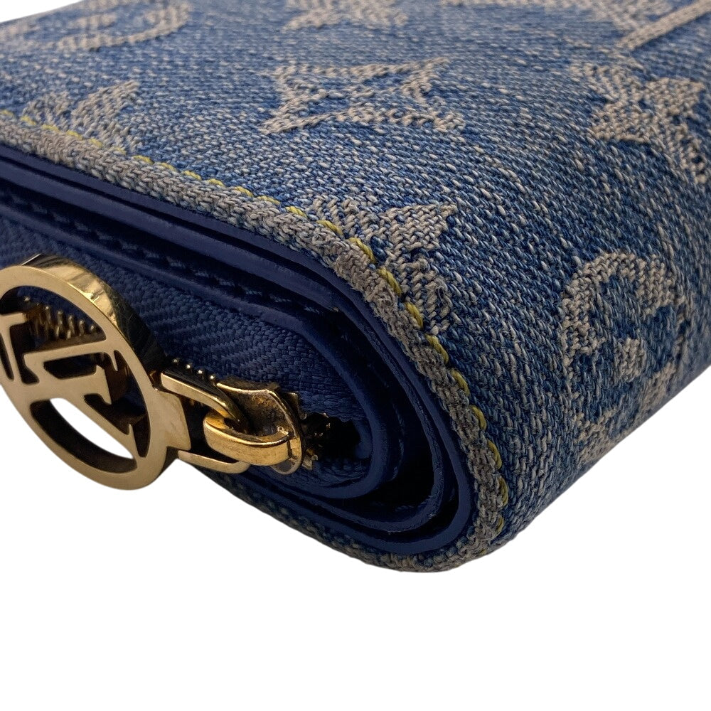 Louis Vuitton Bifold M83160 Portefeuille Lou Monogram Denim Cotton Blue Wallet Case