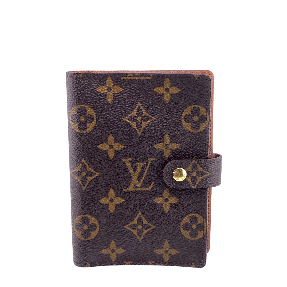 Louis Vuitton Notebook cover R20005 Bifold Agenda Monogram Leather Brown Wallet Case