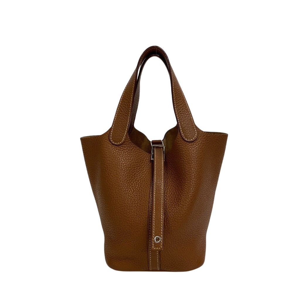 Hermes Handbag Taurillon Clemence Picotan Lock Pm Brown Travel Bag Z0013490