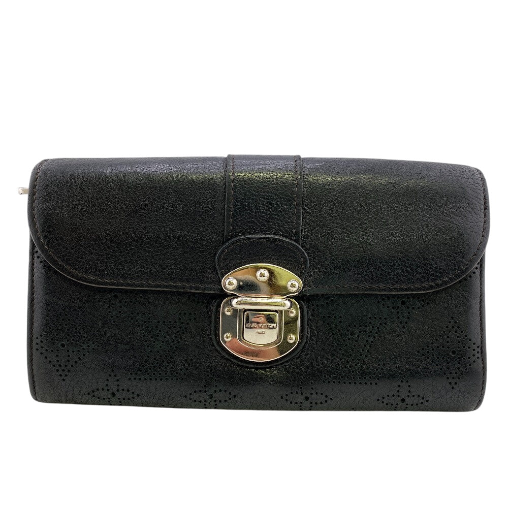 Louis Vuitton Long Purse M58136 Mahina Portefeuille Monogram Black Wallet Case