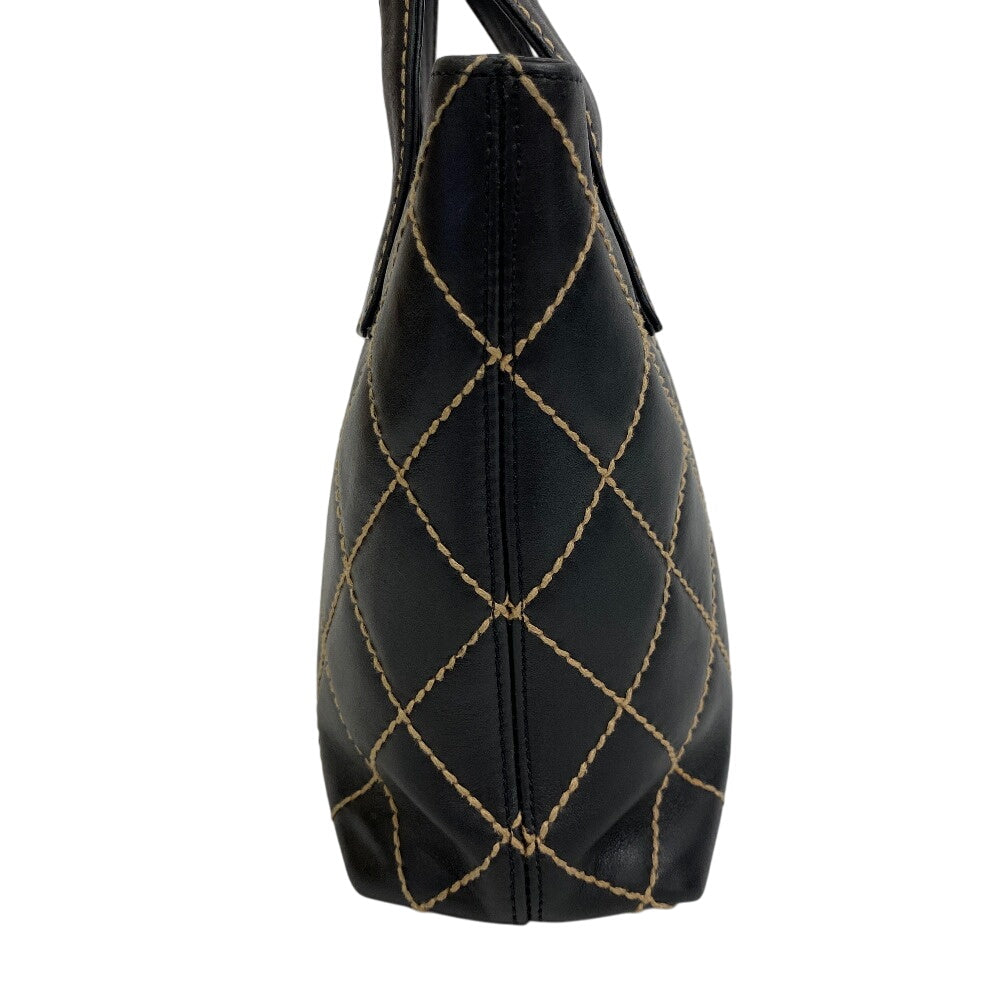 Chanel Kid Calfskin Wild stitch Black Leather Tote Bag