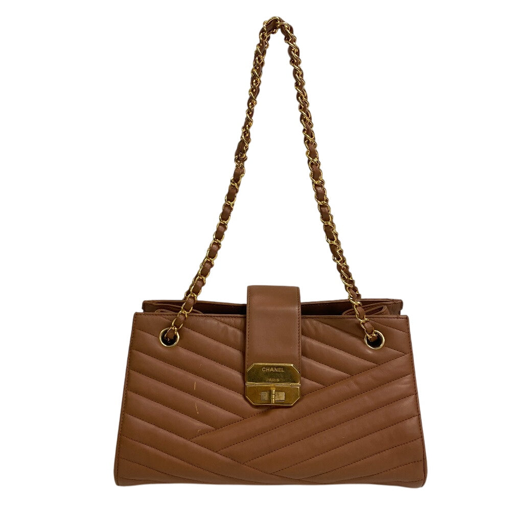 Chanel lambskin Gabriel accordion Brown Shoulder Bag