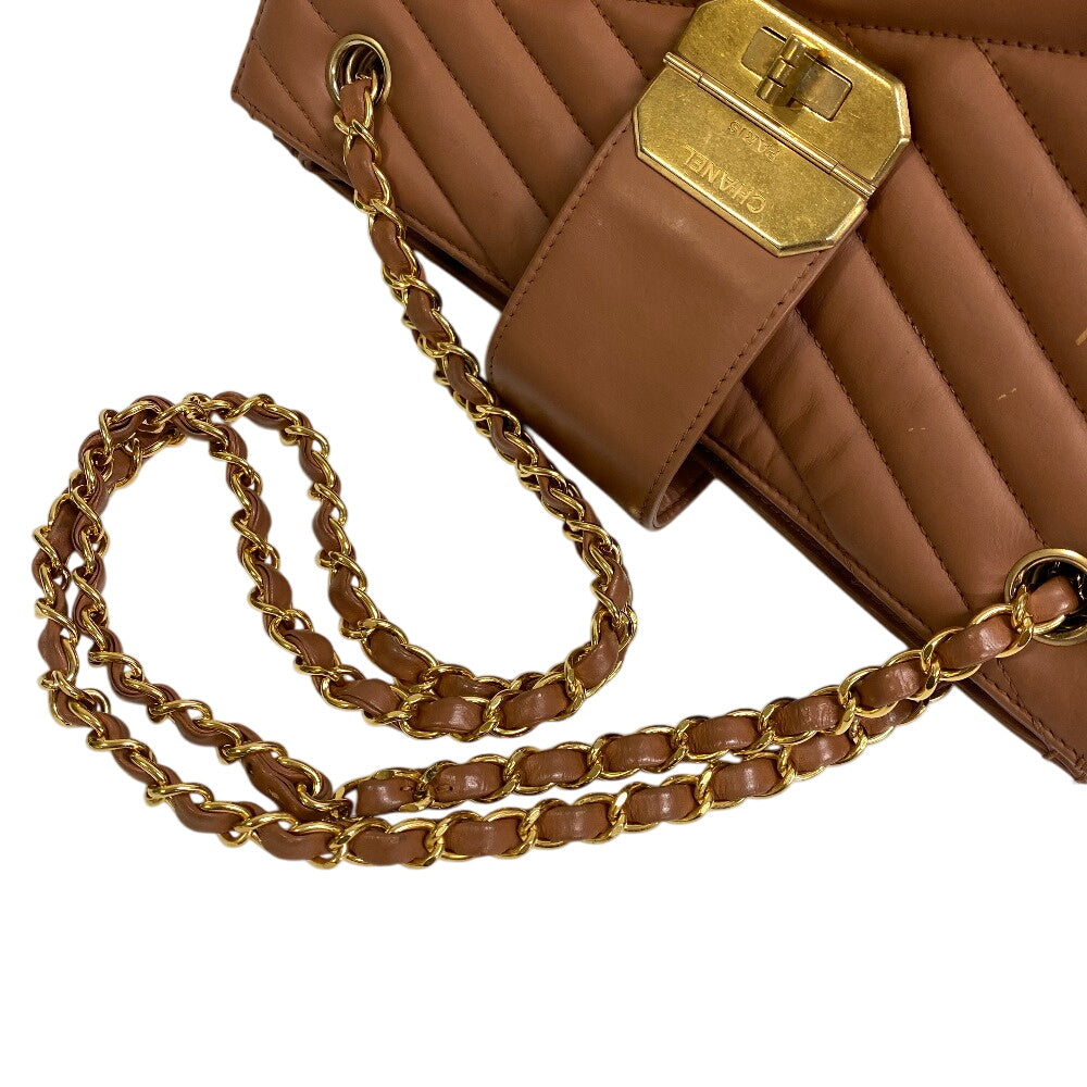 Chanel lambskin Gabriel accordion Brown Shoulder Bag