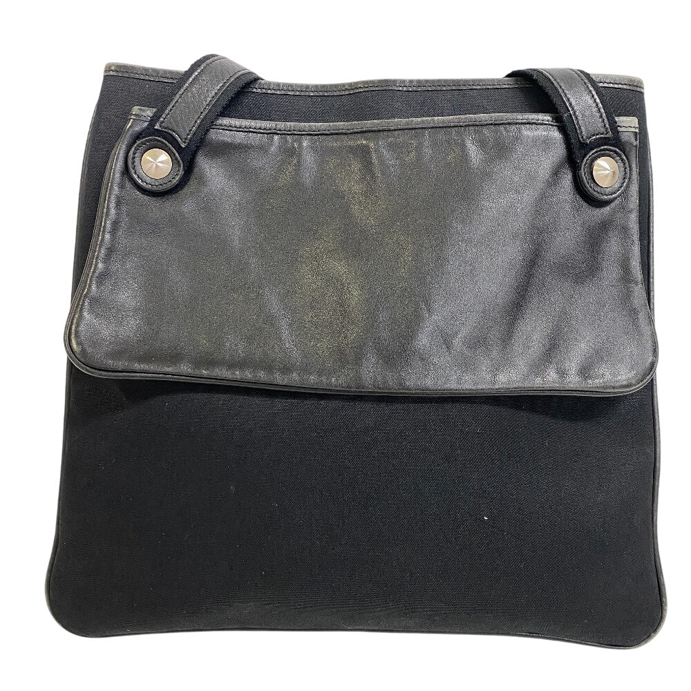 Hermes Shoulder Bag Mrs Hippies Leather Canvas Black