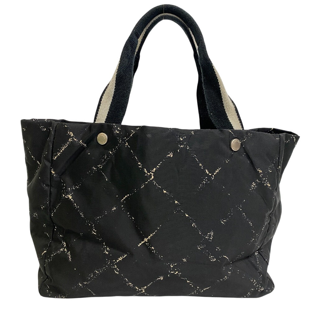 Chanel Nylon Old line MMTote Black Travel Bag