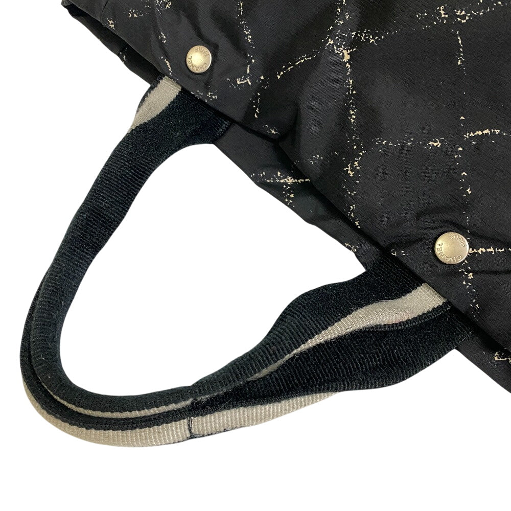 Chanel Nylon Old line MMTote Black Travel Bag