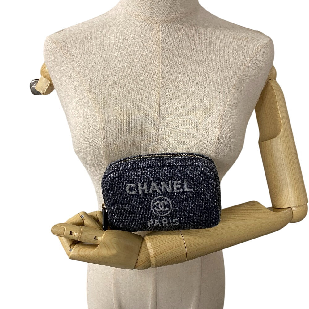 Chanel straw Navy COCO Mark Deauville Handbag