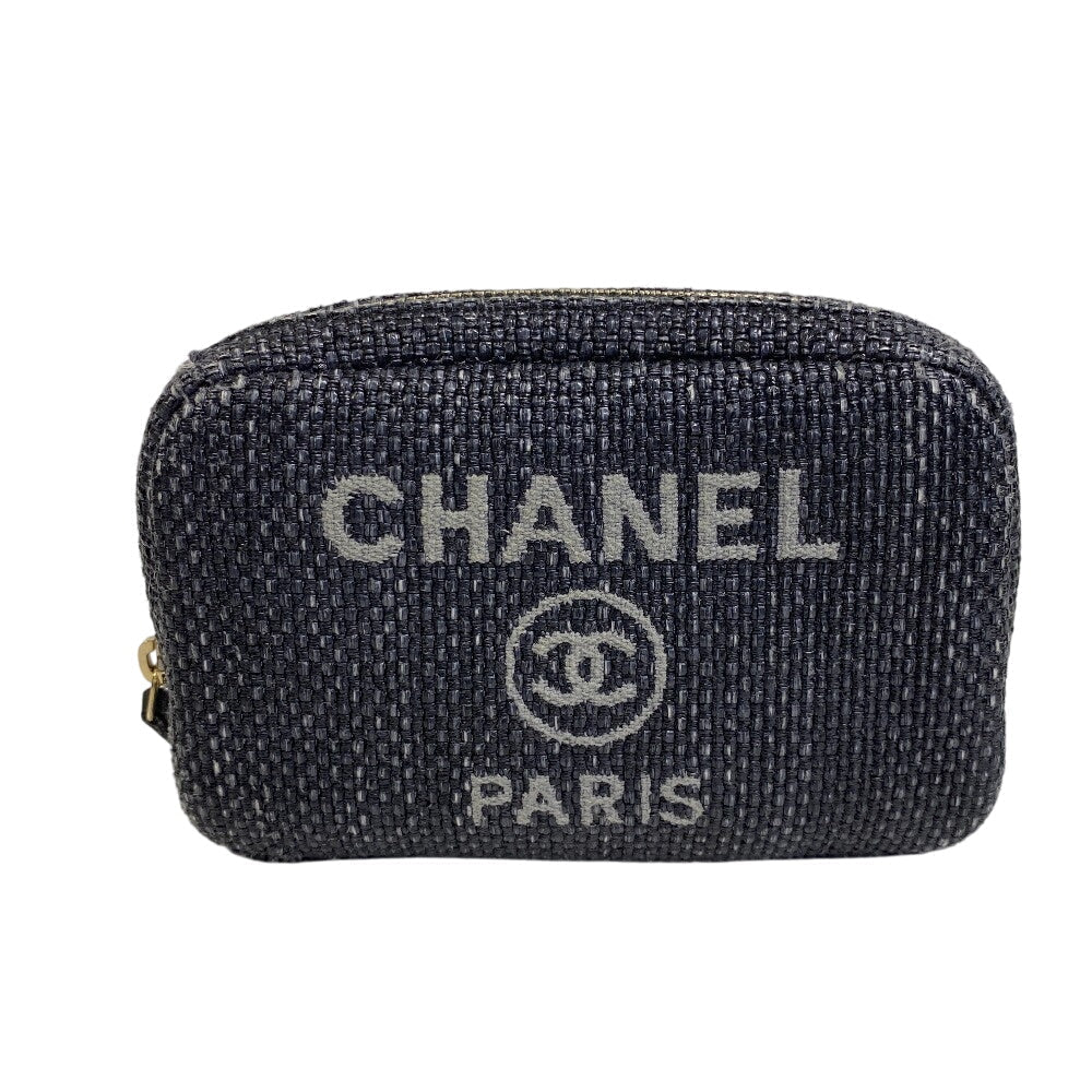 Chanel straw Navy COCO Mark Deauville Handbag