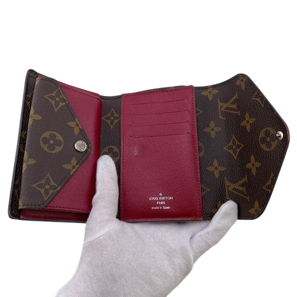 Louis Vuitton Tri-fold M60494 Portefeuille Marie Lou Monogram Leather Brown Wallet Case