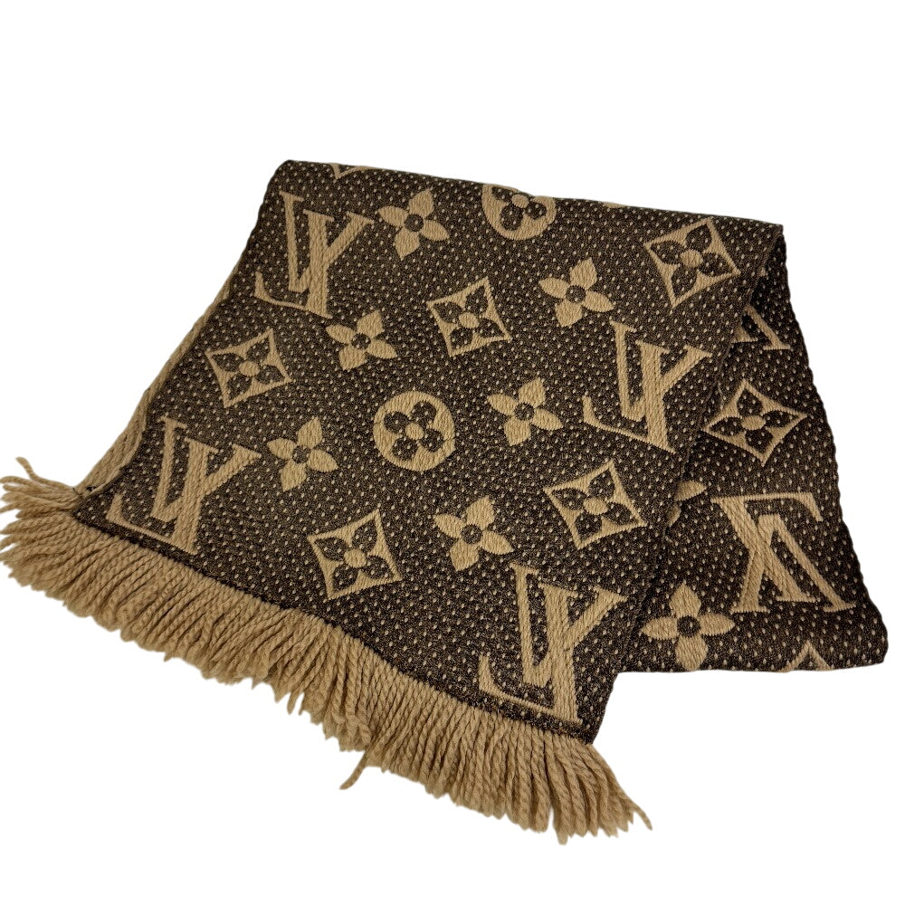 Louis Vuitton Scarf M75884 Silk Giant Escalp Monogram Wool Brown