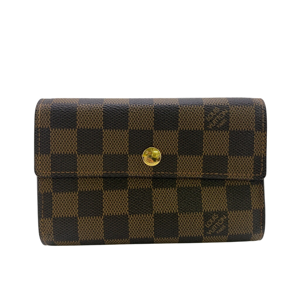 Louis Vuitton Tri-fold N63067 Damier Portefeuille Alexandra Leather Brown Wallet Case
