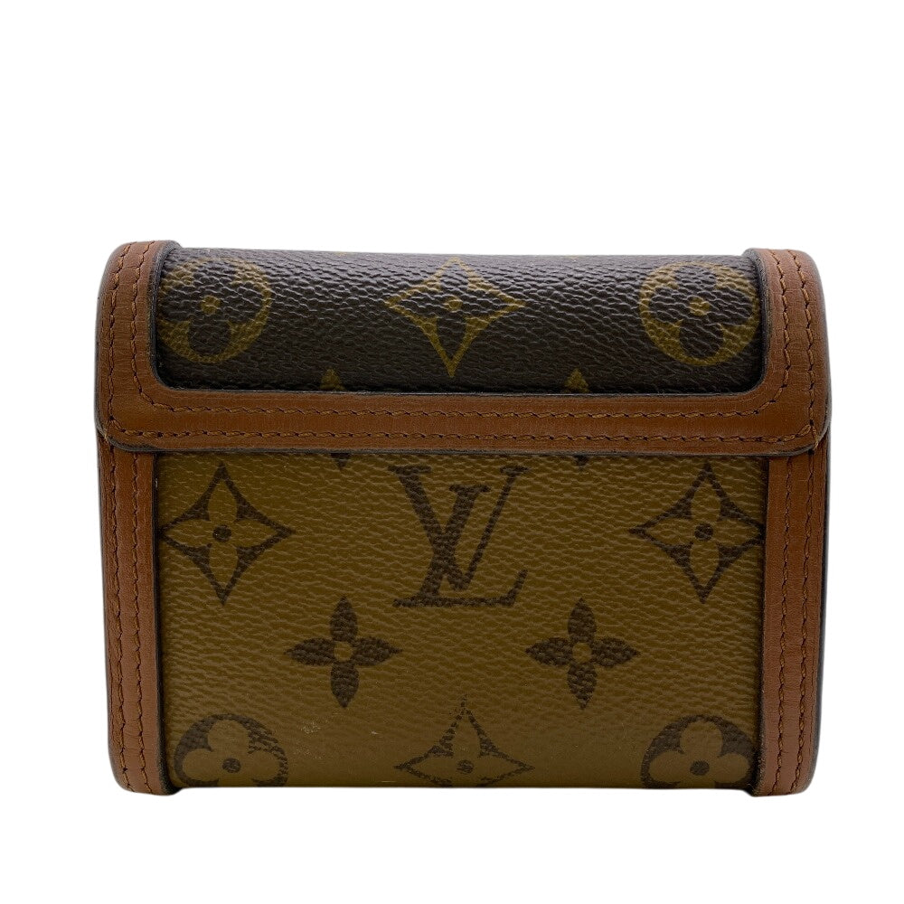 Louis Vuitton Tri-fold M68725 reverse Portefeuille Daufine Monogram Leather Brown Wallet Case Z0014062