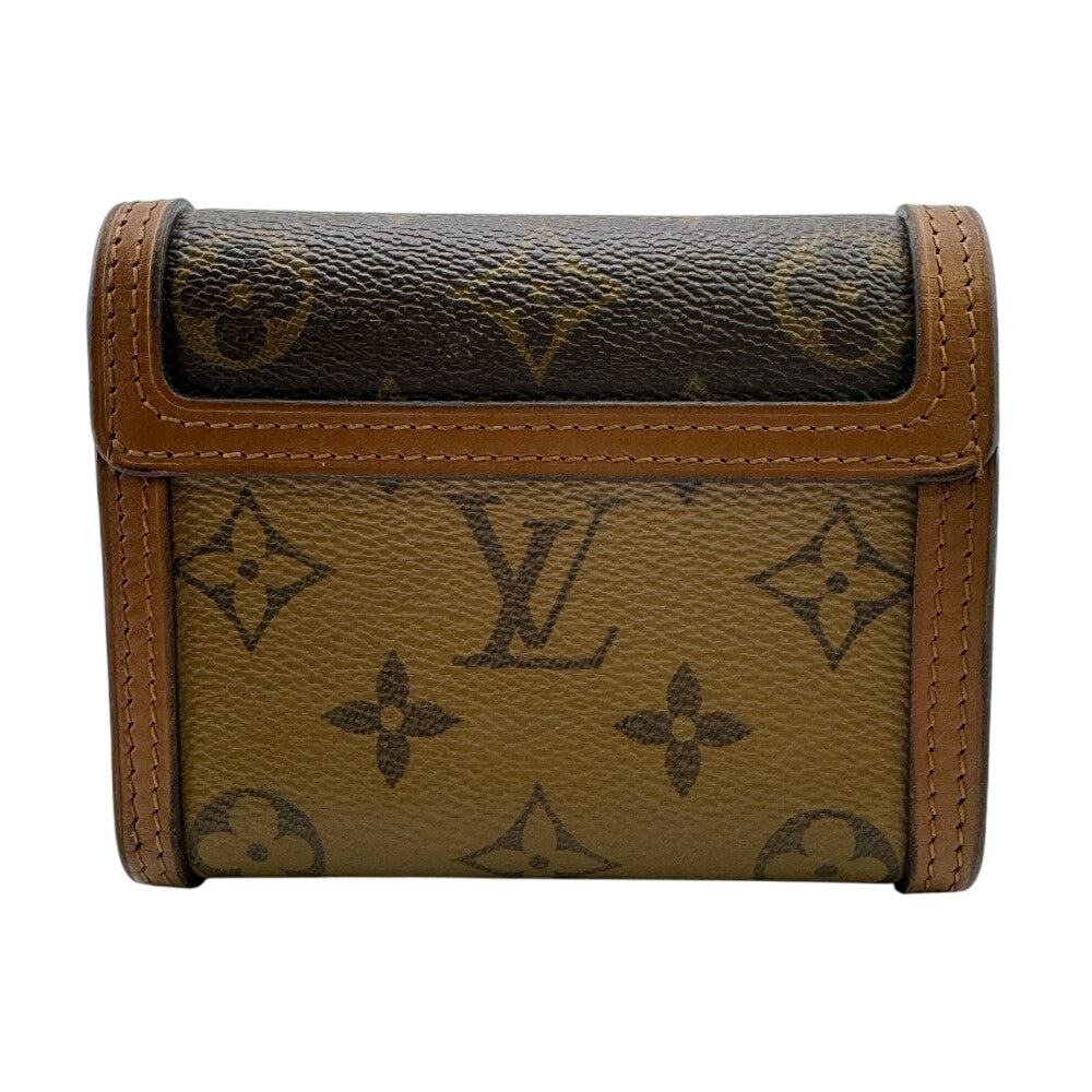 Louis Vuitton Tri-fold M68725 reverse Portefeuille Daufine Monogram Leather Brown Wallet Case
