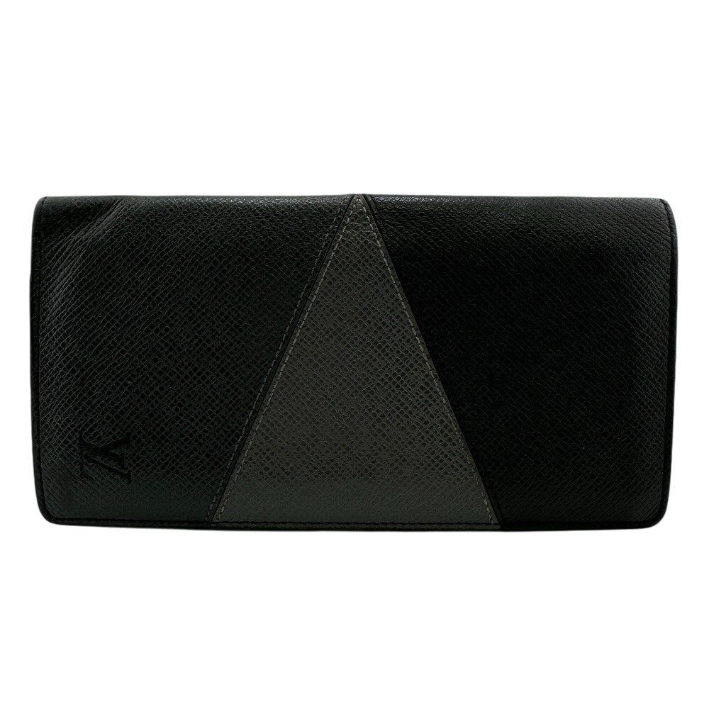 Louis Vuitton Long Purse M30715 Taiga Leather Black Wallet Case