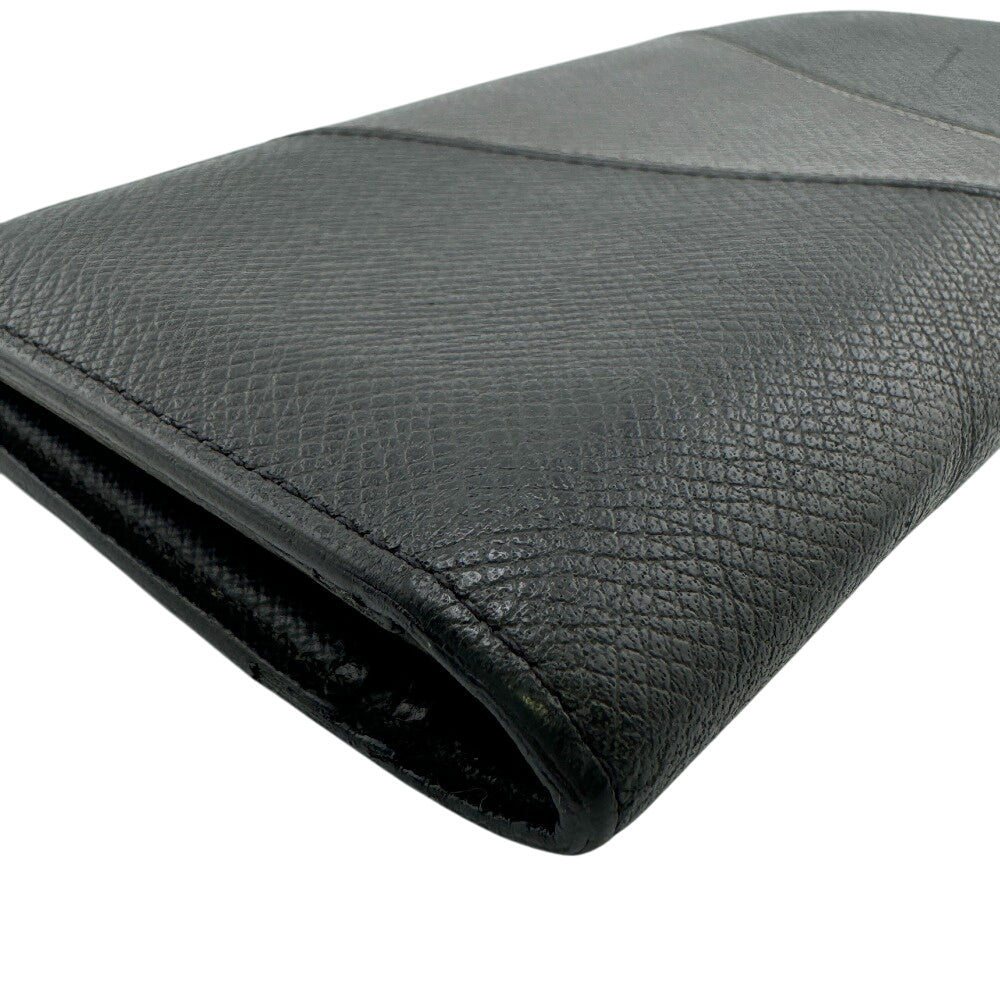 Louis Vuitton Long Purse M30715 Taiga Leather Black Wallet Case