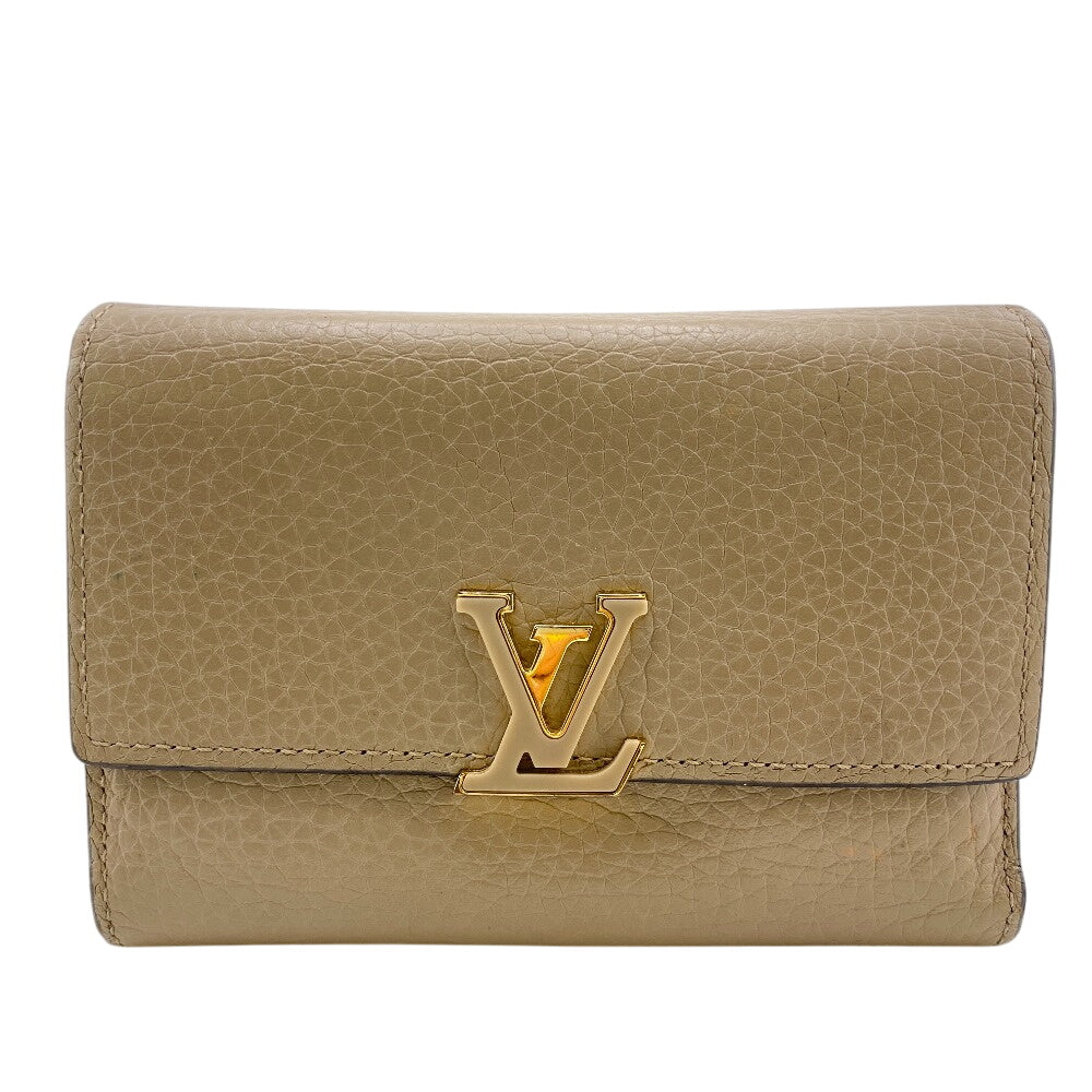Louis Vuitton Bifold M62159 Taurillon Clemence Portefeuille Leather Beige Wallet Case