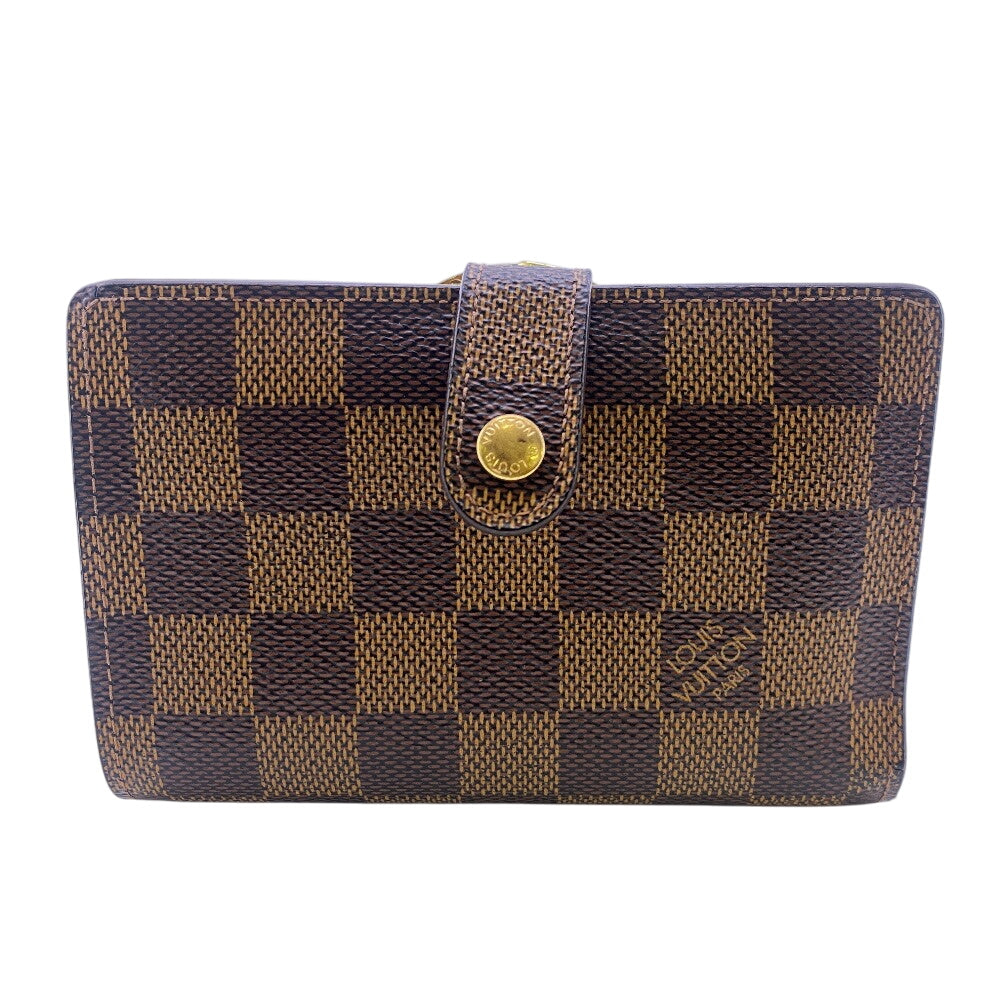 Louis Vuitton Bifold N61664 Damier Portonet Bie Leather Brown Wallet Case