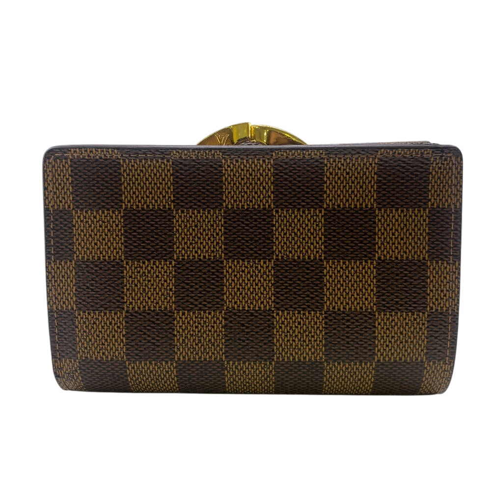 Louis Vuitton Bifold N61664 Damier Portonet Bie Leather Brown Wallet Case