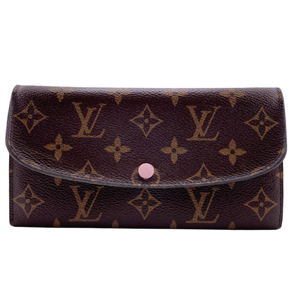 Louis Vuitton Long Purse M61289 Portefeuille Emily Monogram Leather Brown Wallet Case