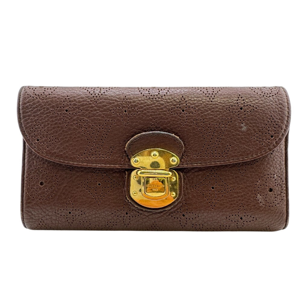 Louis Vuitton Long Purse M95995 Mahina Leather Brown Wallet Case