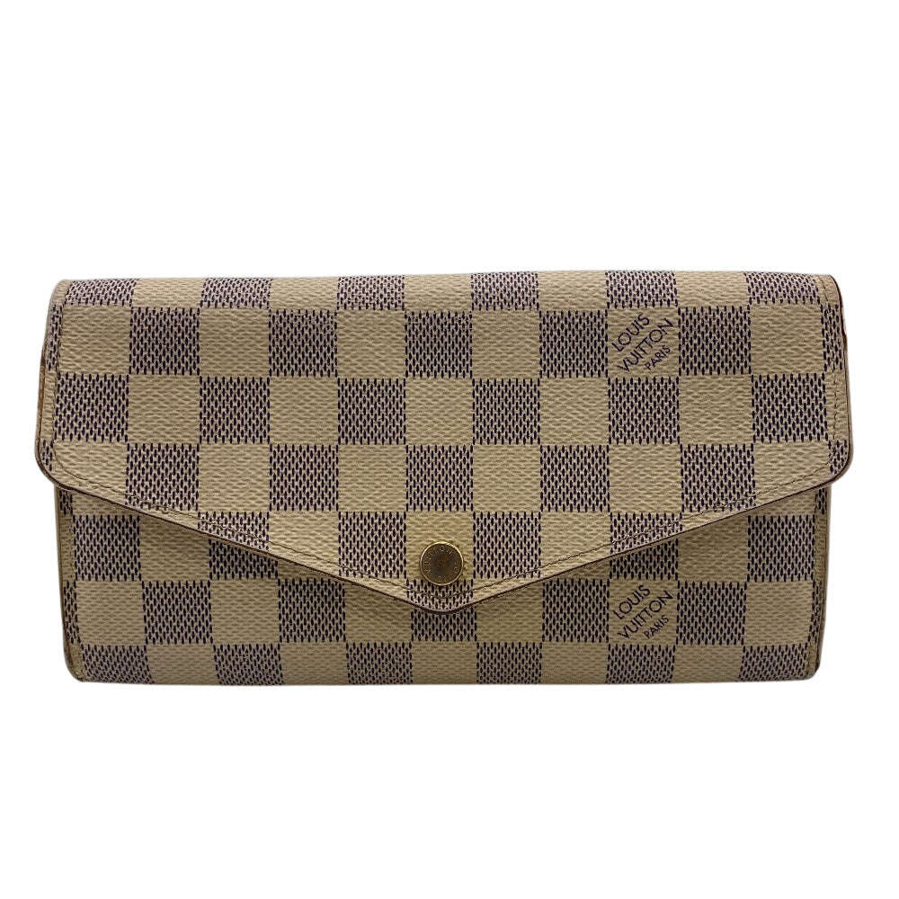 Louis Vuitton Long Purse N63208 Damier Azur Leather White Wallet Case