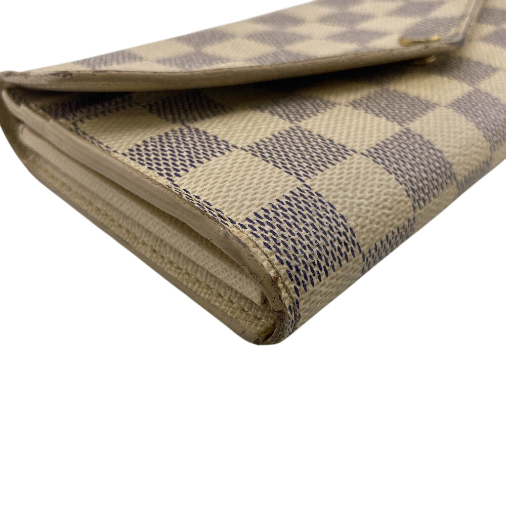 Louis Vuitton Long Purse N63208 Damier Azur Leather White Wallet Case