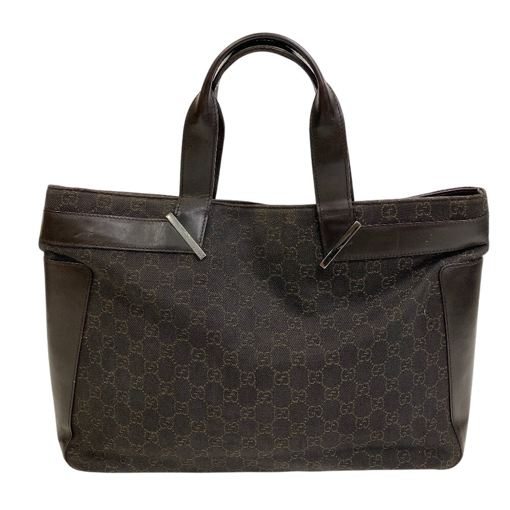 Gucci GG pattern Leather Canvas Brown Tote Bag