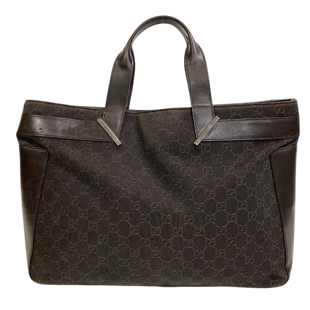 Gucci GG pattern Leather Canvas Brown Tote Bag