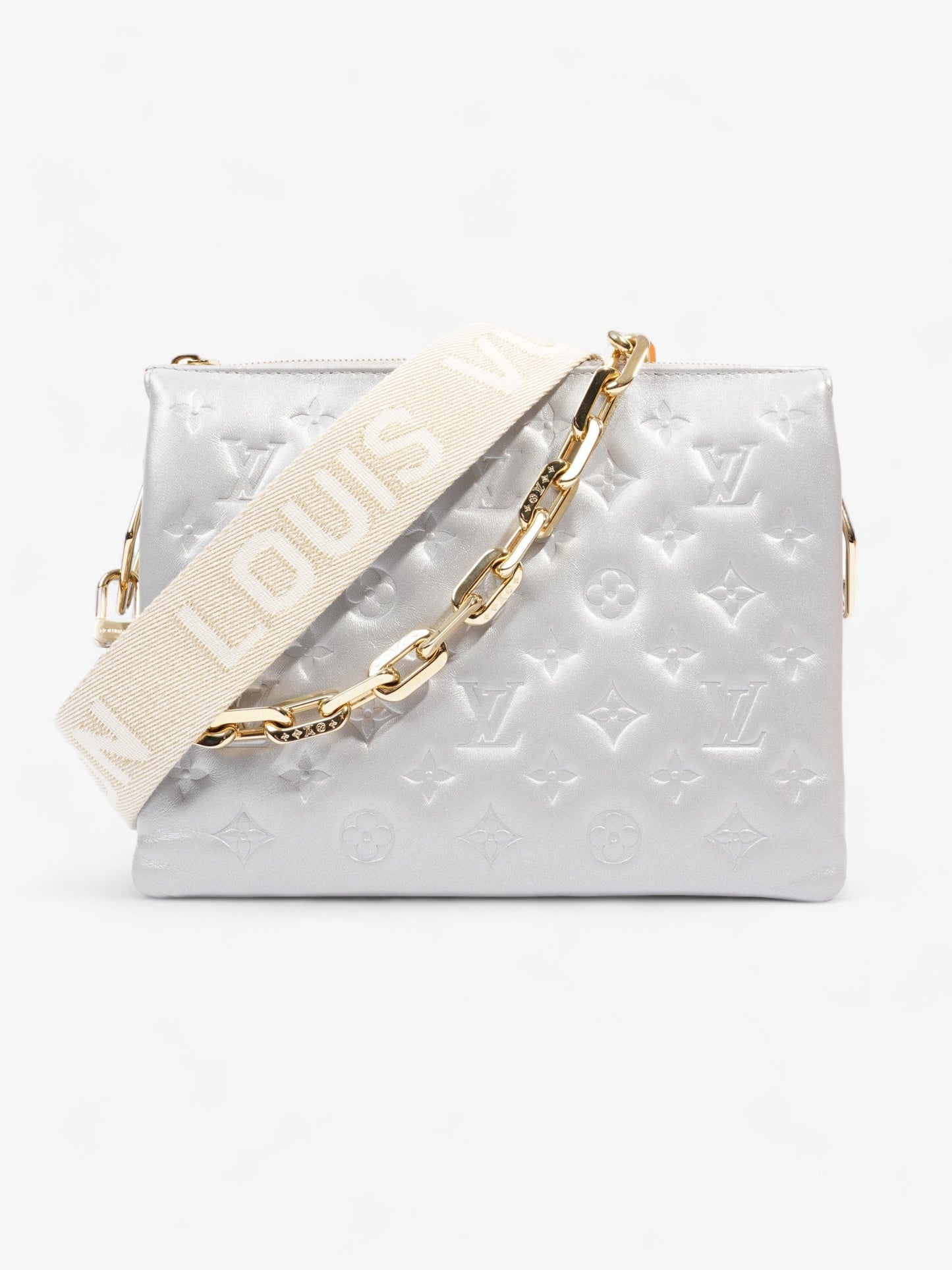 Louis Vuitton Coussin PM Leather Lambskin Silver Handbag