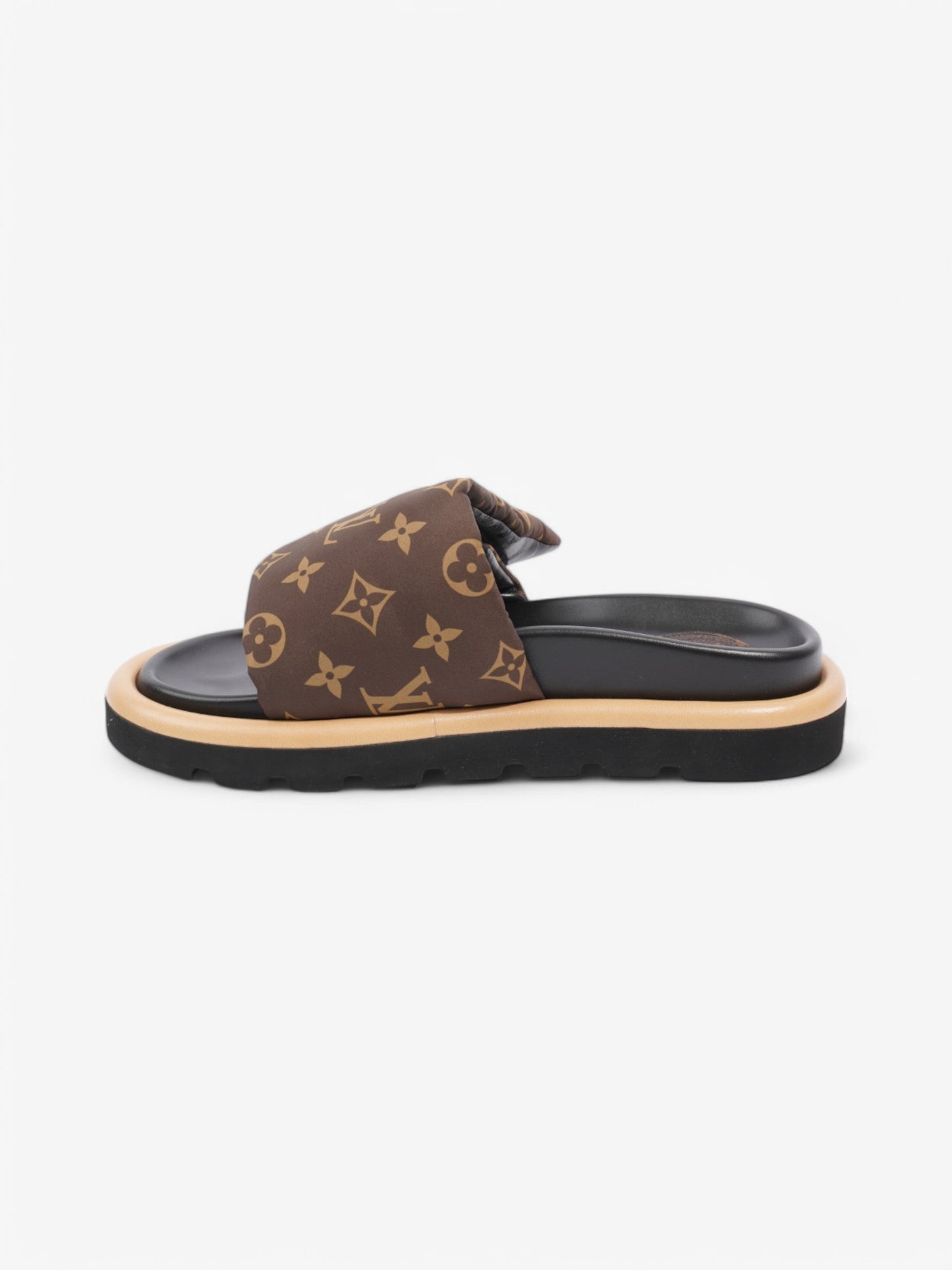 Louis Vuitton Pool Pillow Slides Nylon EU 38 Brown Beige Handbag