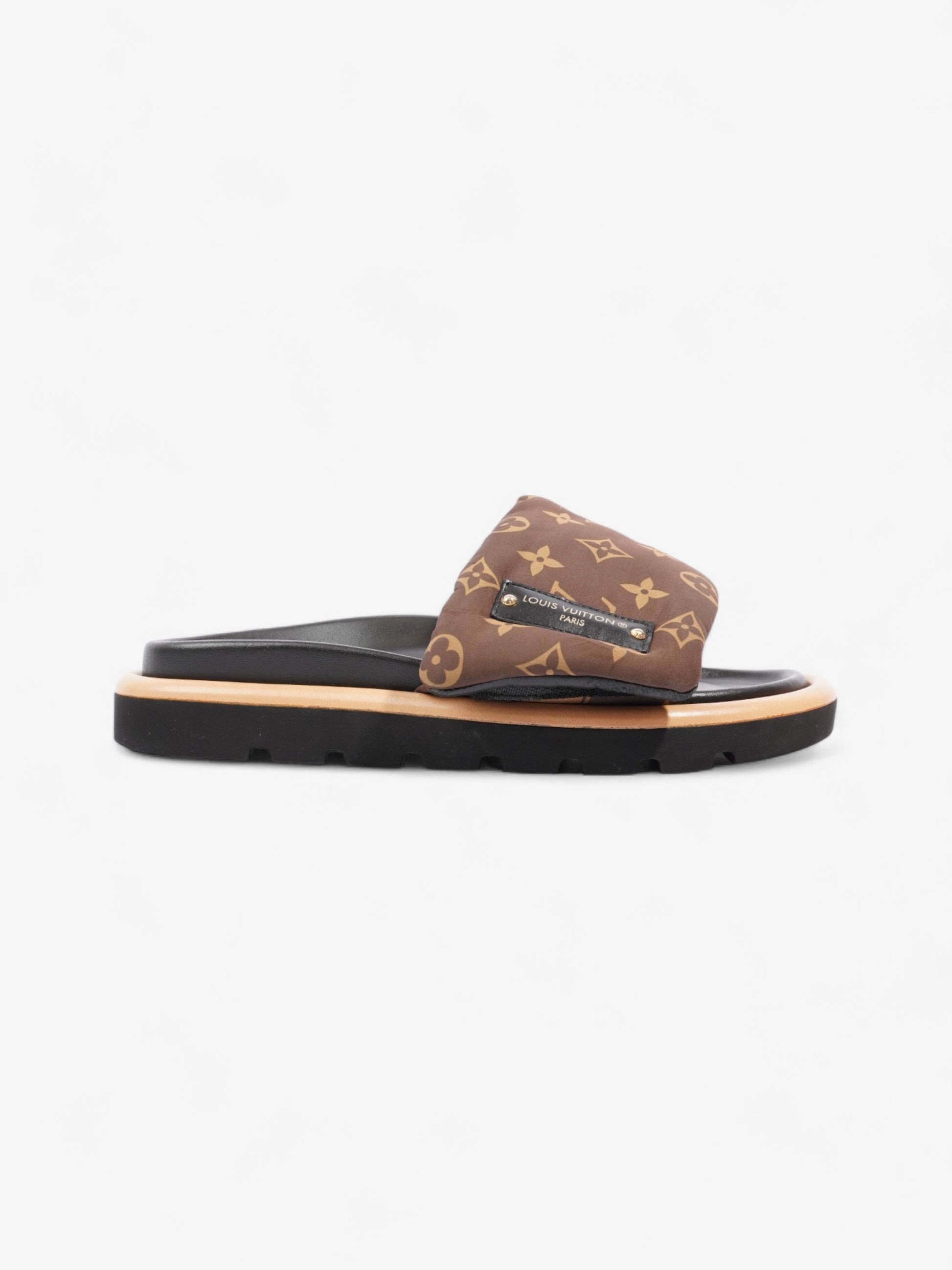 Louis Vuitton Pillow Slides Nylon EU 39 Monogram Black Brown Handbag
