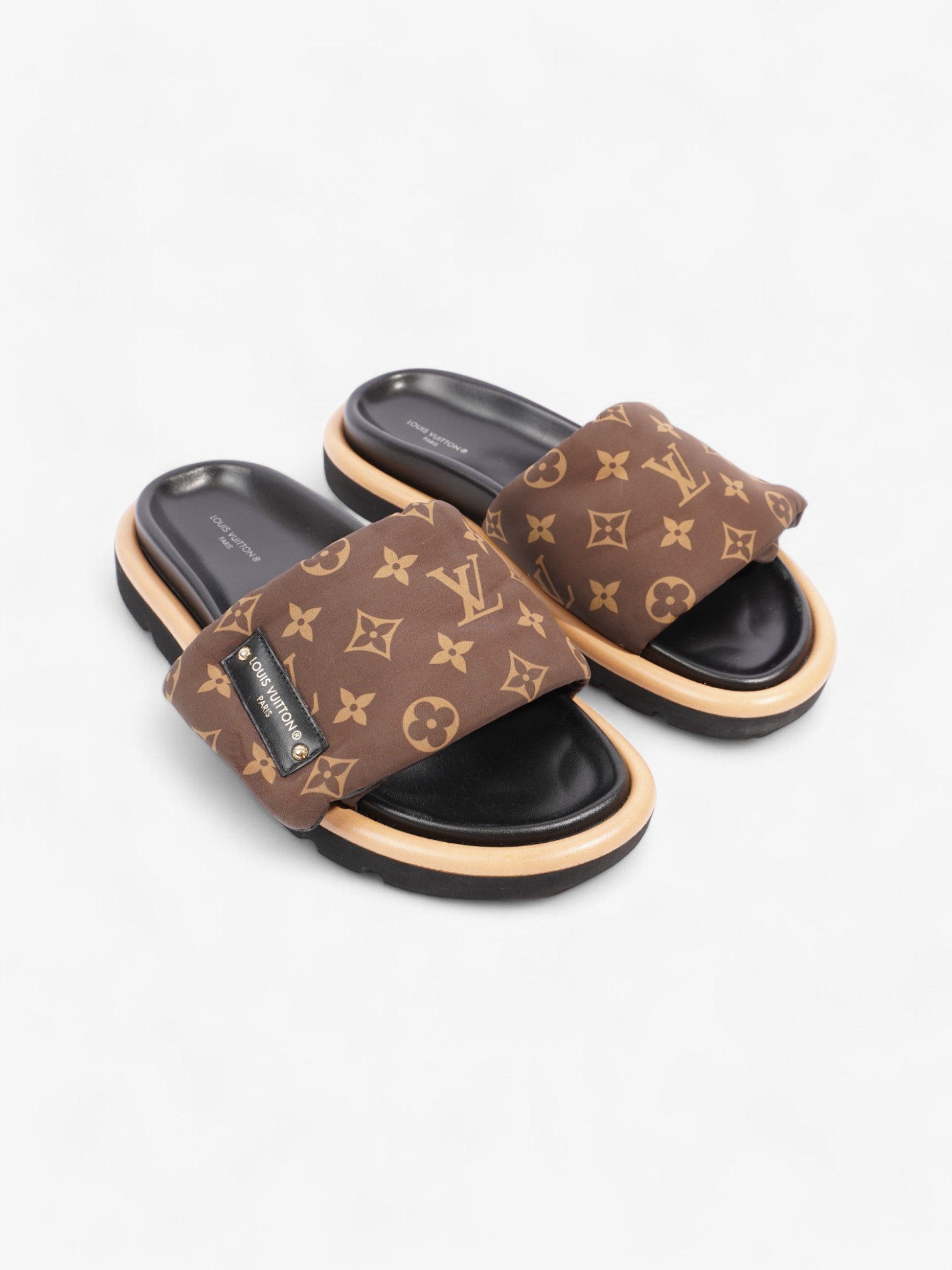 Louis Vuitton Pillow Slides Nylon EU 39 Monogram Black Brown Handbag
