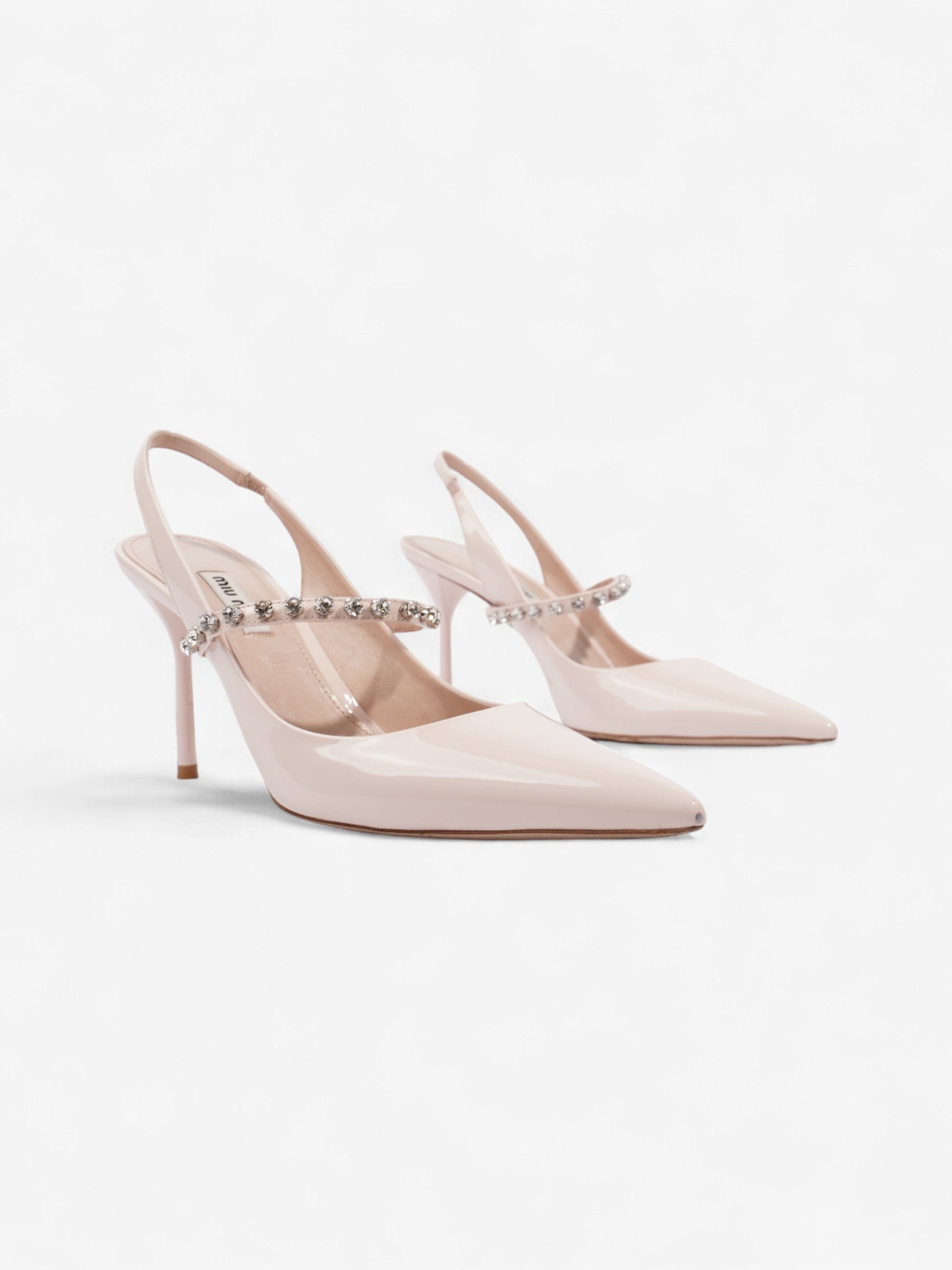 Louis Vuitton Slingback Crystals 85mm Pale Patent EU Pink Leather Shoes