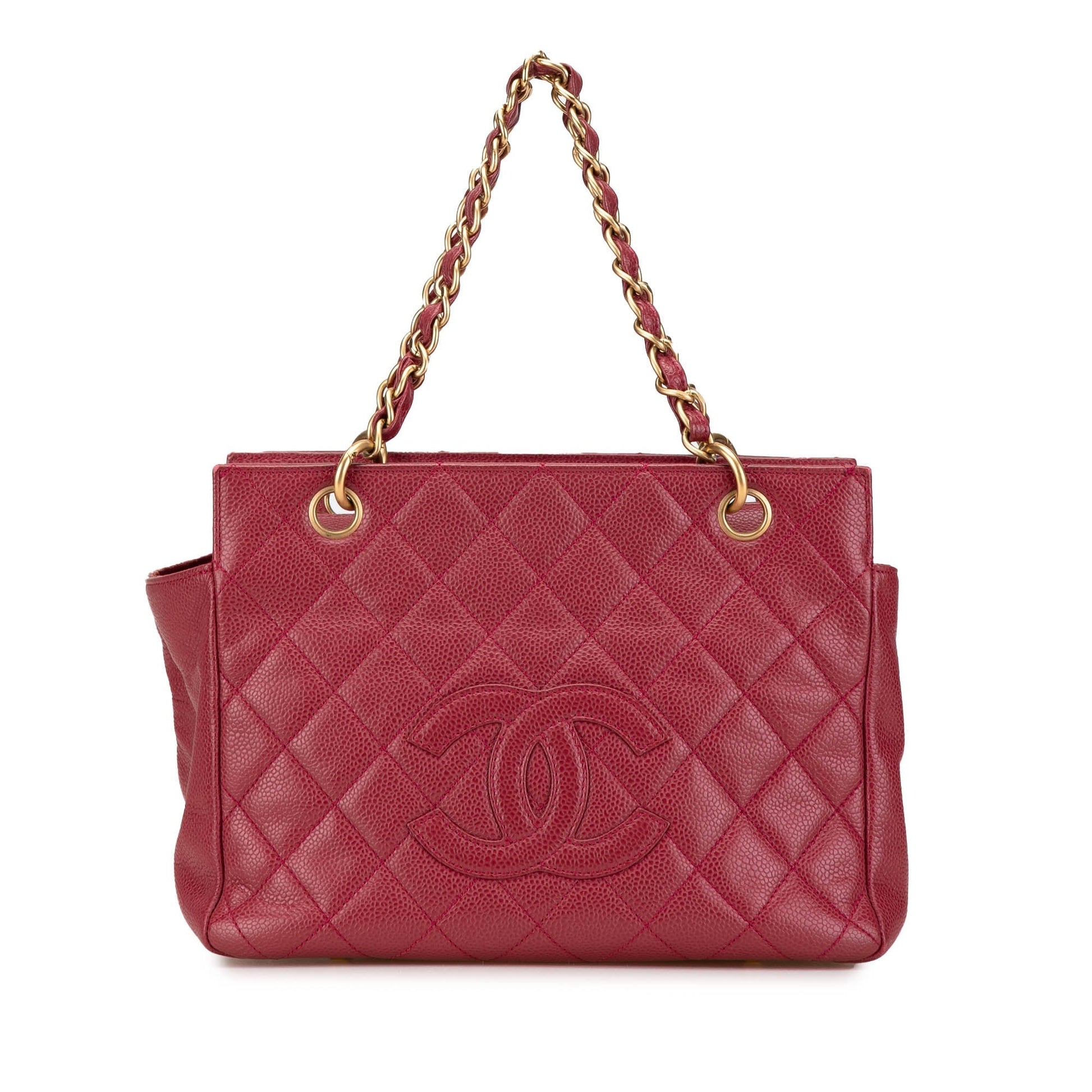 Red Chanel Caviar Grand Shopping Tote