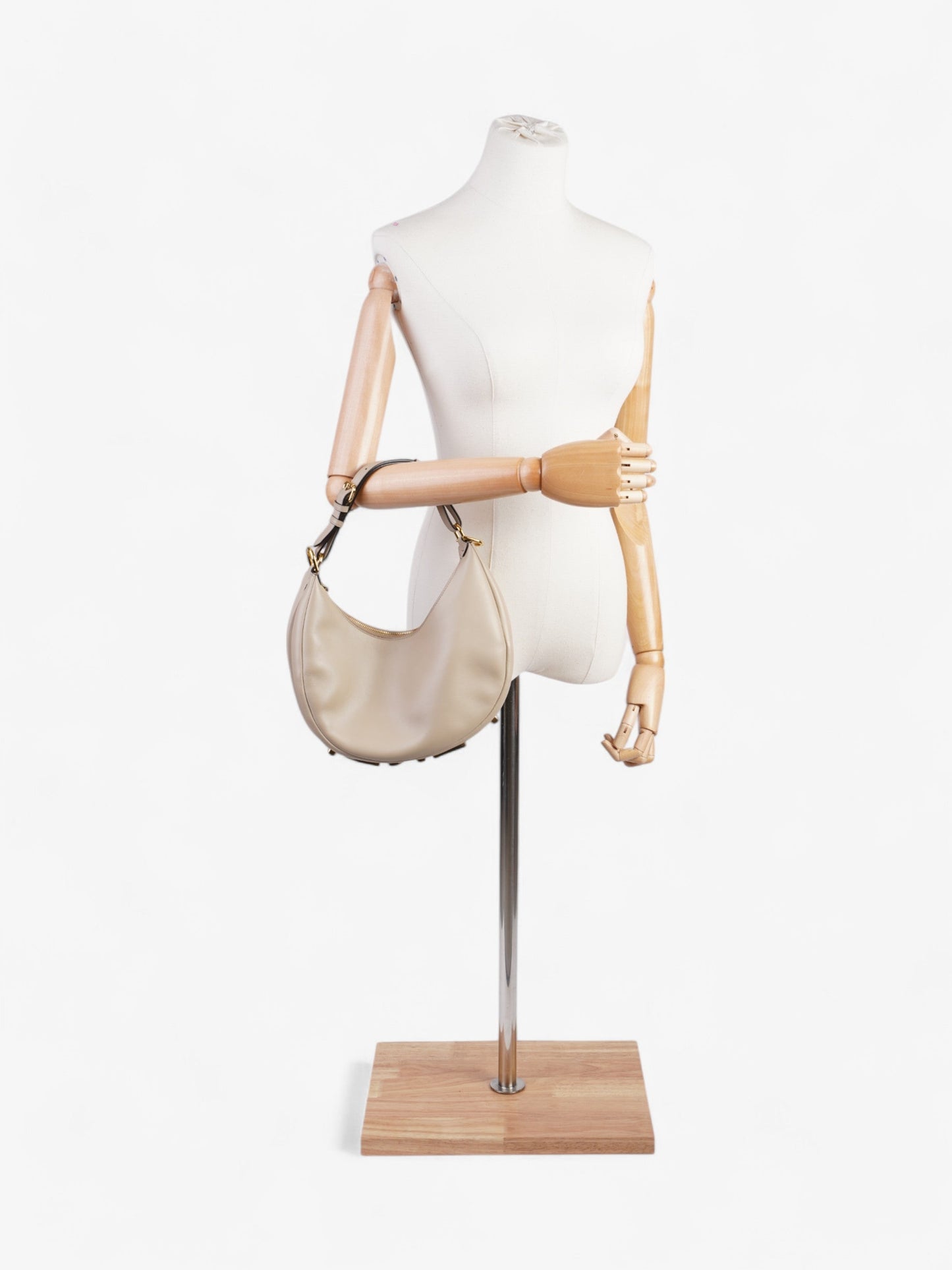 Fendi graphy Dove Grey Calfskin Shoulder Bag Leather Gray Small