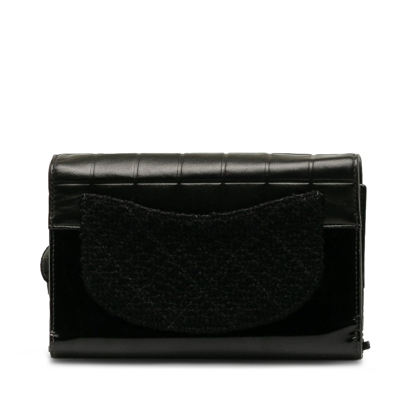 CHANEL Tweed Chocolate Bar Camellia Clutch Clutch Bag