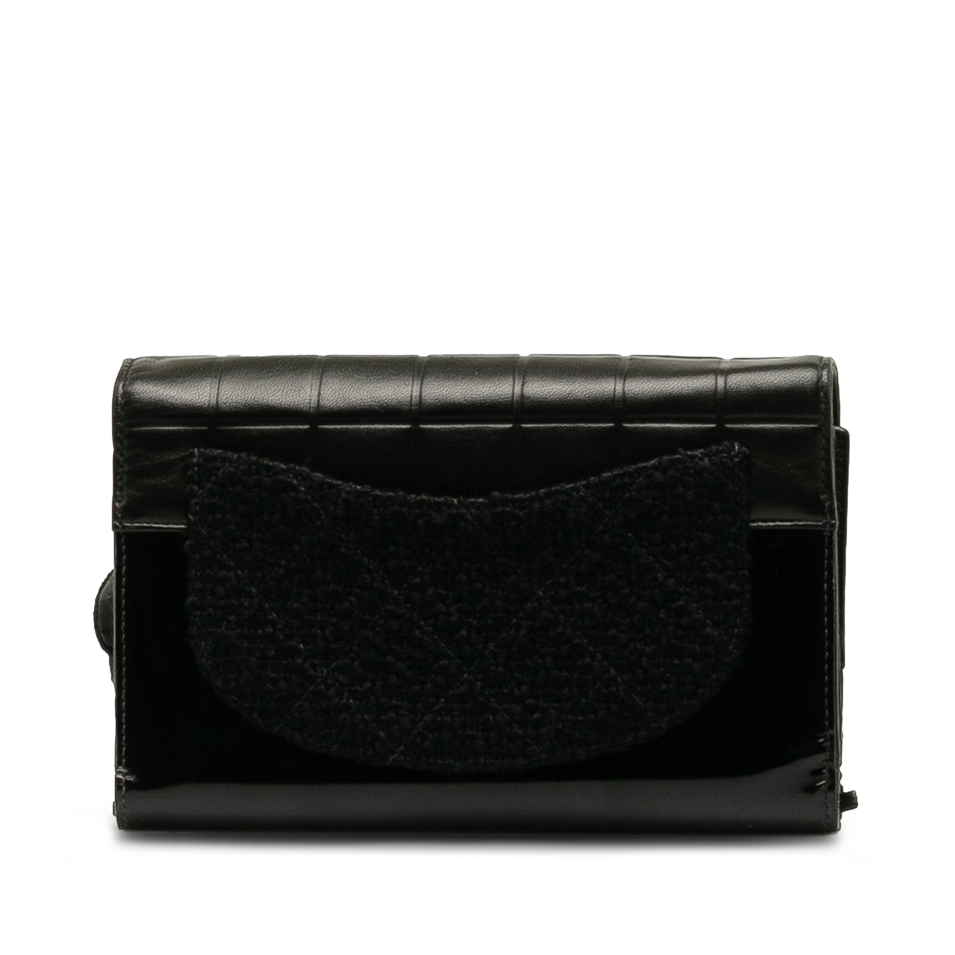 CHANEL Tweed Chocolate Bar Camellia Clutch Clutch Bag