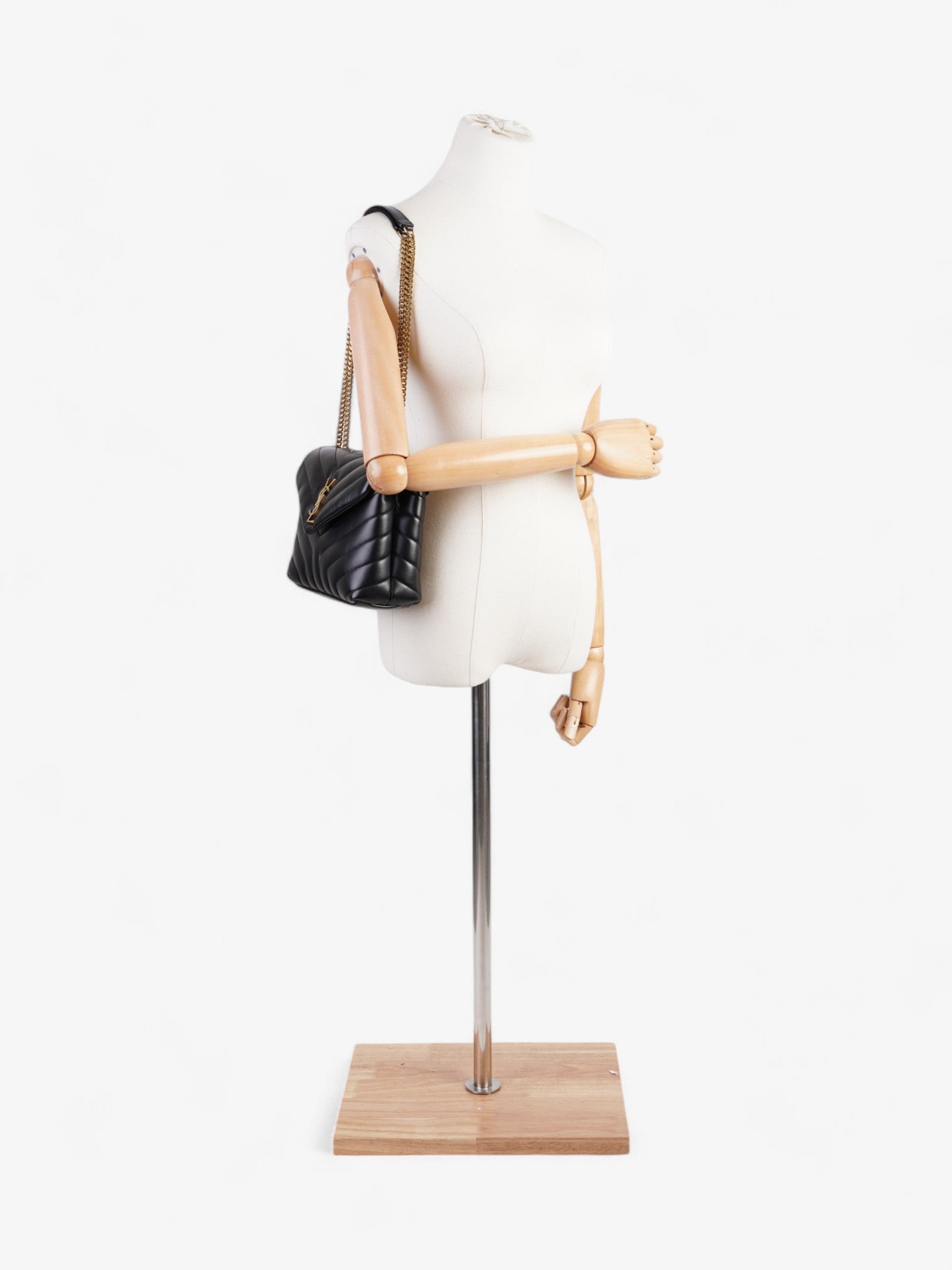 YSL Saint Laurent Lou Lou Calfskin Shoulder Bag Leather Black Small Calfskin Leather Small