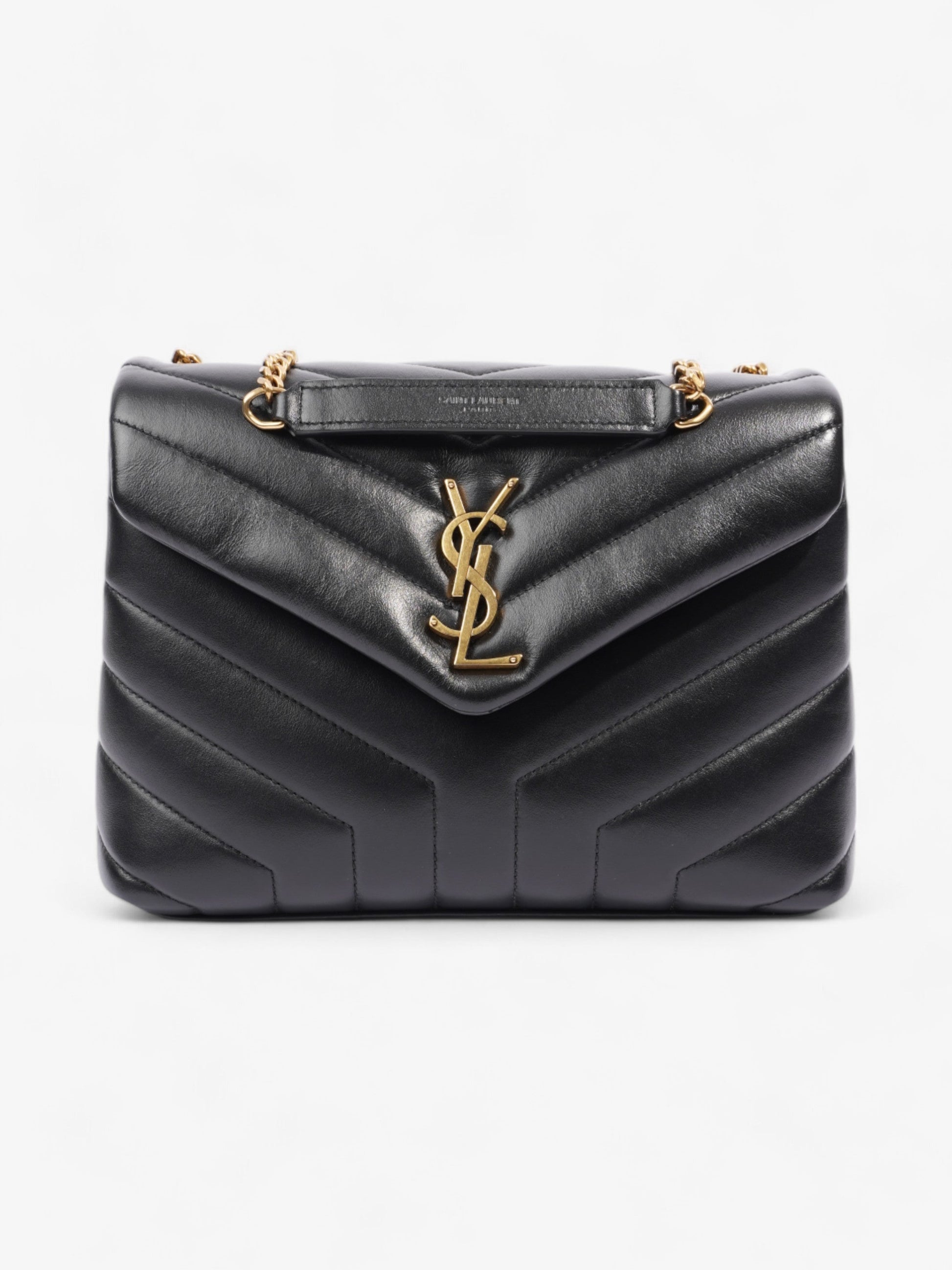 YSL Saint Laurent Lou Lou Calfskin Shoulder Bag Leather Black Small Calfskin Leather Small