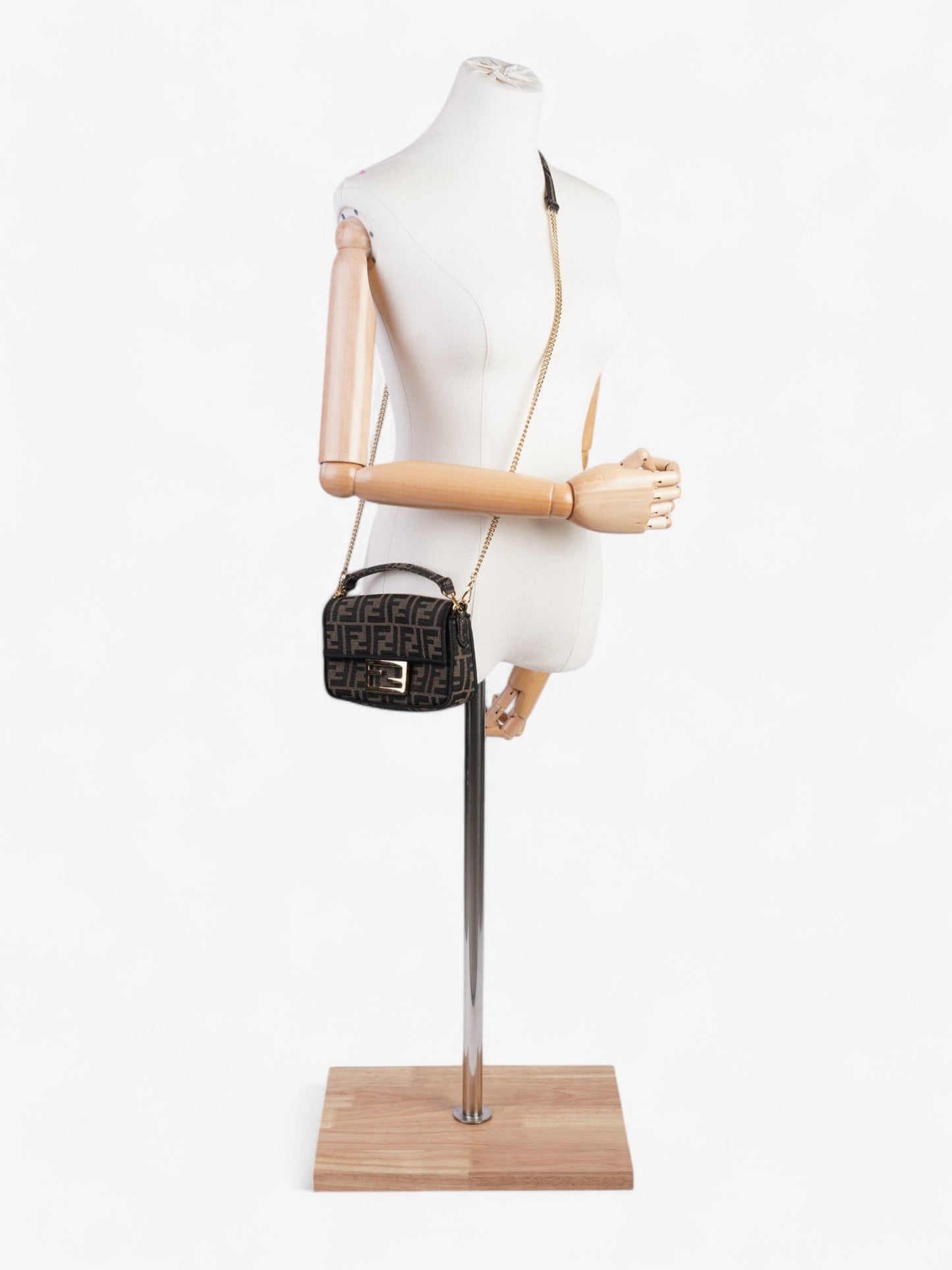 Fendi Baguette Tobacco Fabric Crossbody Bag Brown Mini Shoulder Bag