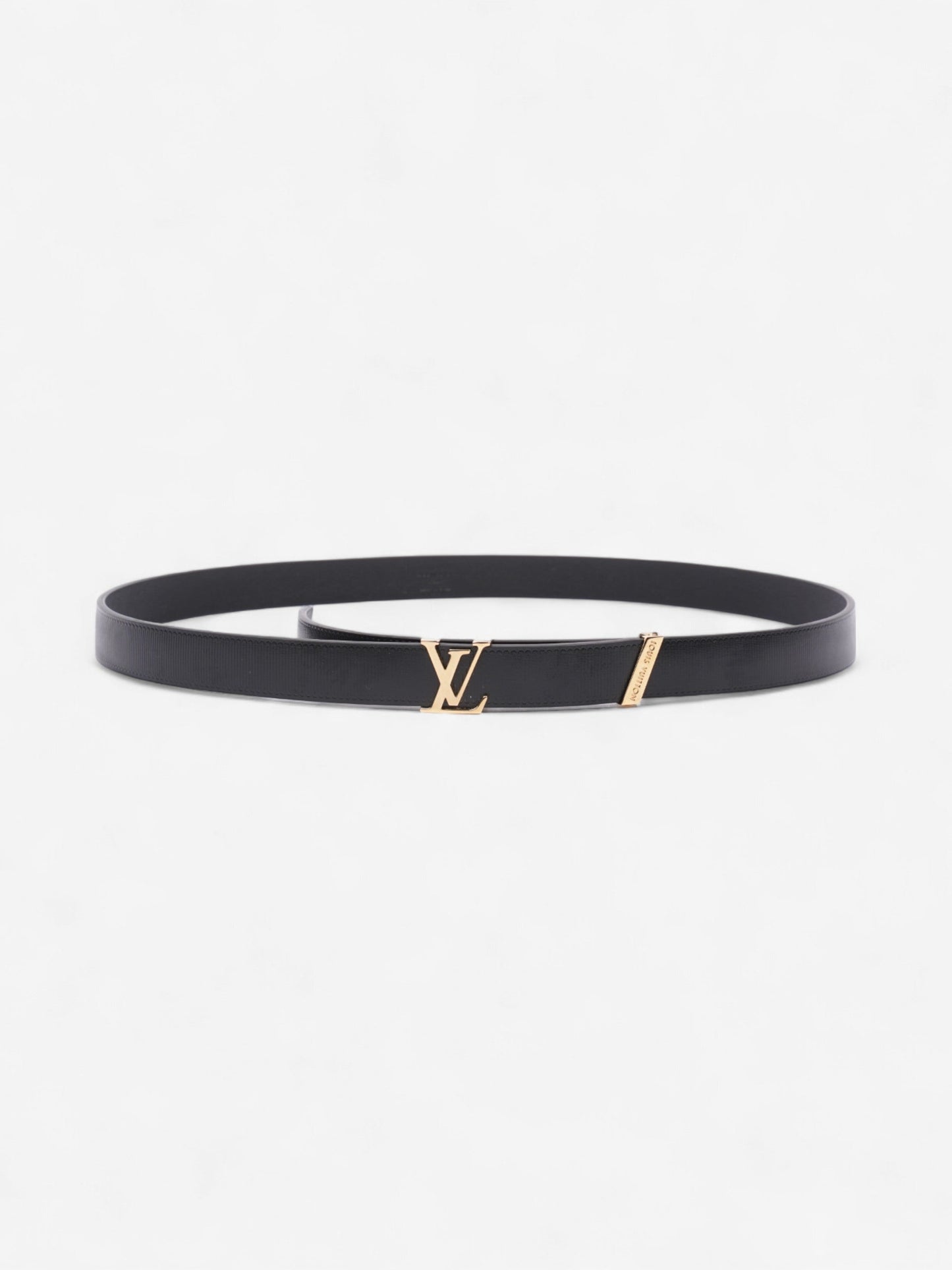 Louis Vuitton Initials 85cm 34" Leather Black Gold Belt