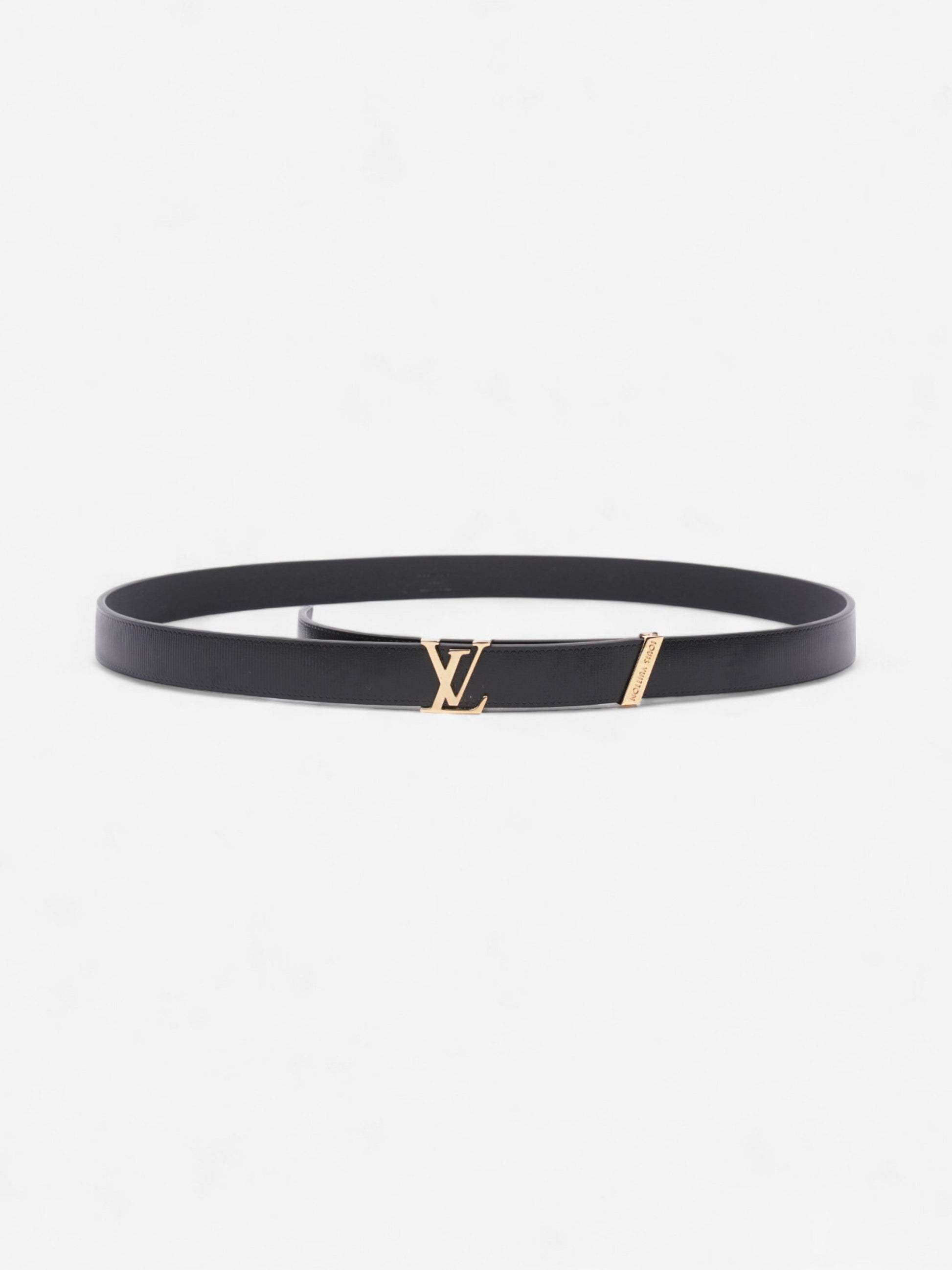 Louis Vuitton Initials 85cm 34" Leather Black Gold Belt