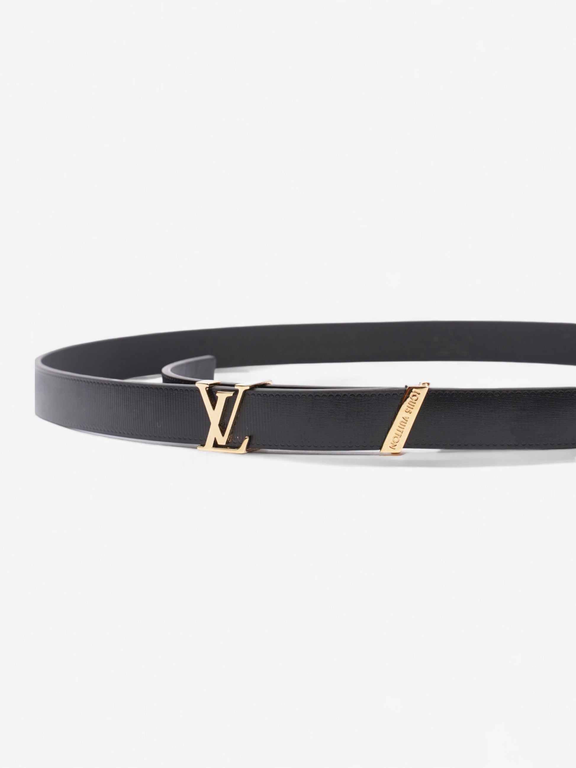 Louis Vuitton Initials 85cm 34" Leather Black Gold Belt