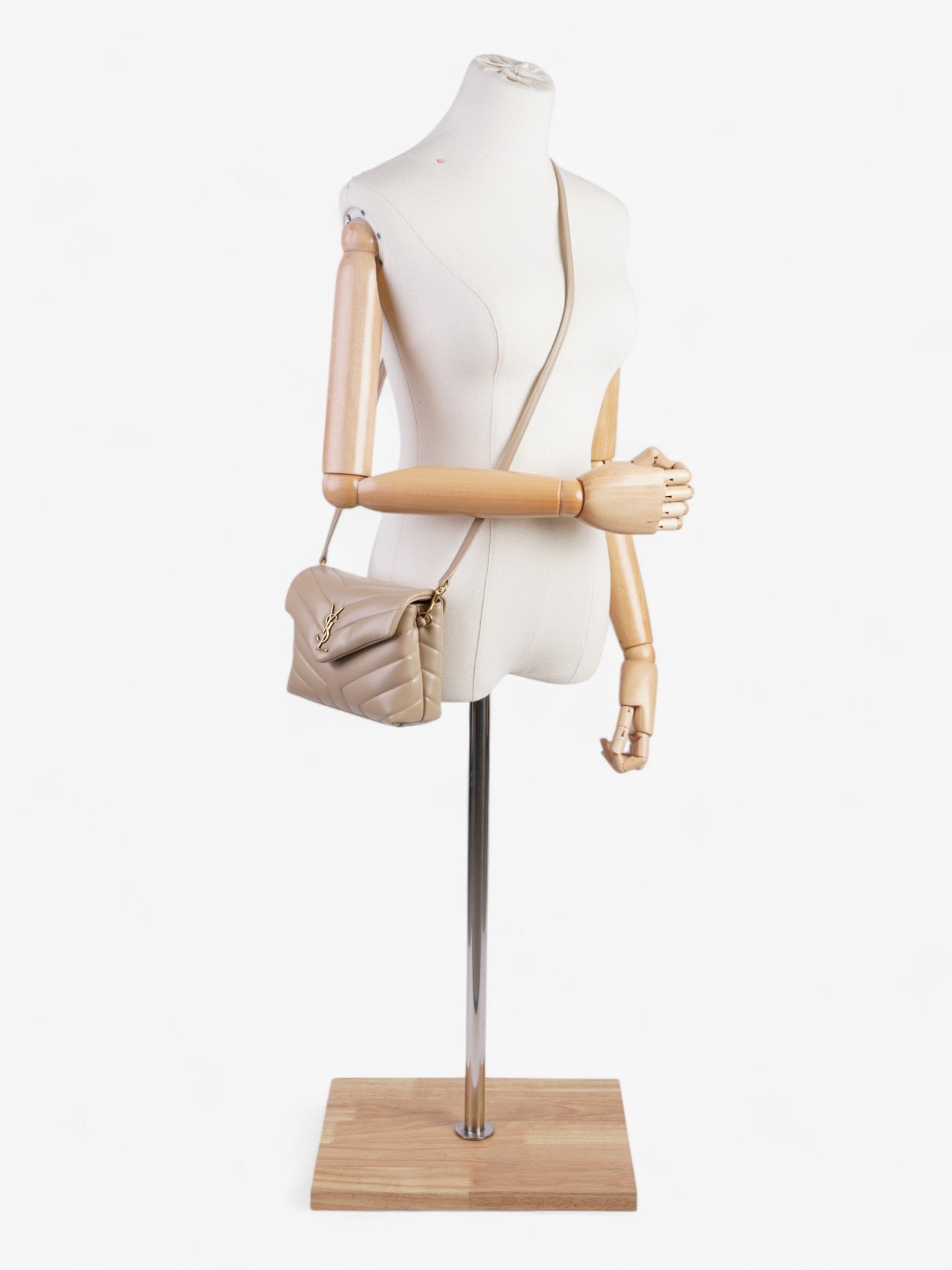 YSL Saint Laurent Lou Lou Calfskin Crossbody Bag Leather Beige Toy
