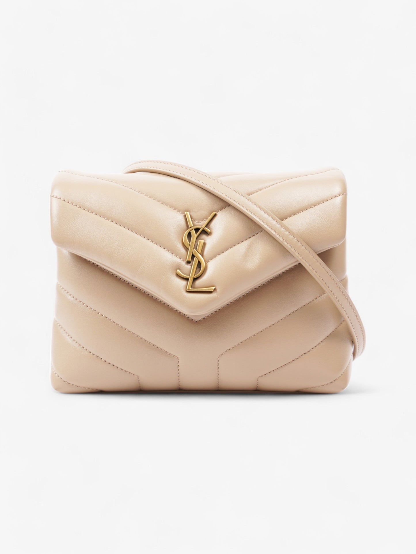 YSL Saint Laurent Lou Lou Calfskin Crossbody Bag Leather Beige Toy