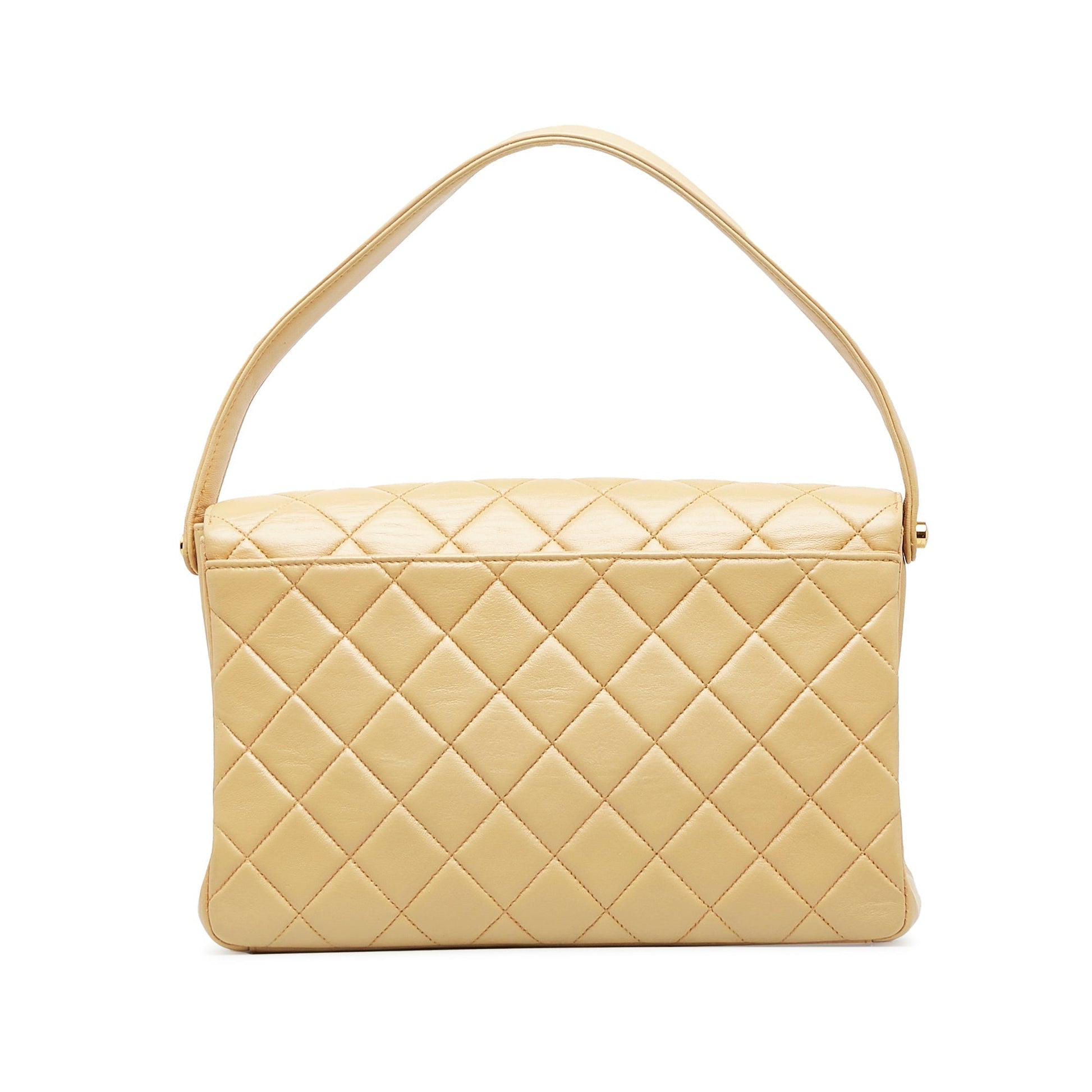 Tan Chanel Medium Lambskin Envelope Flap Handbag