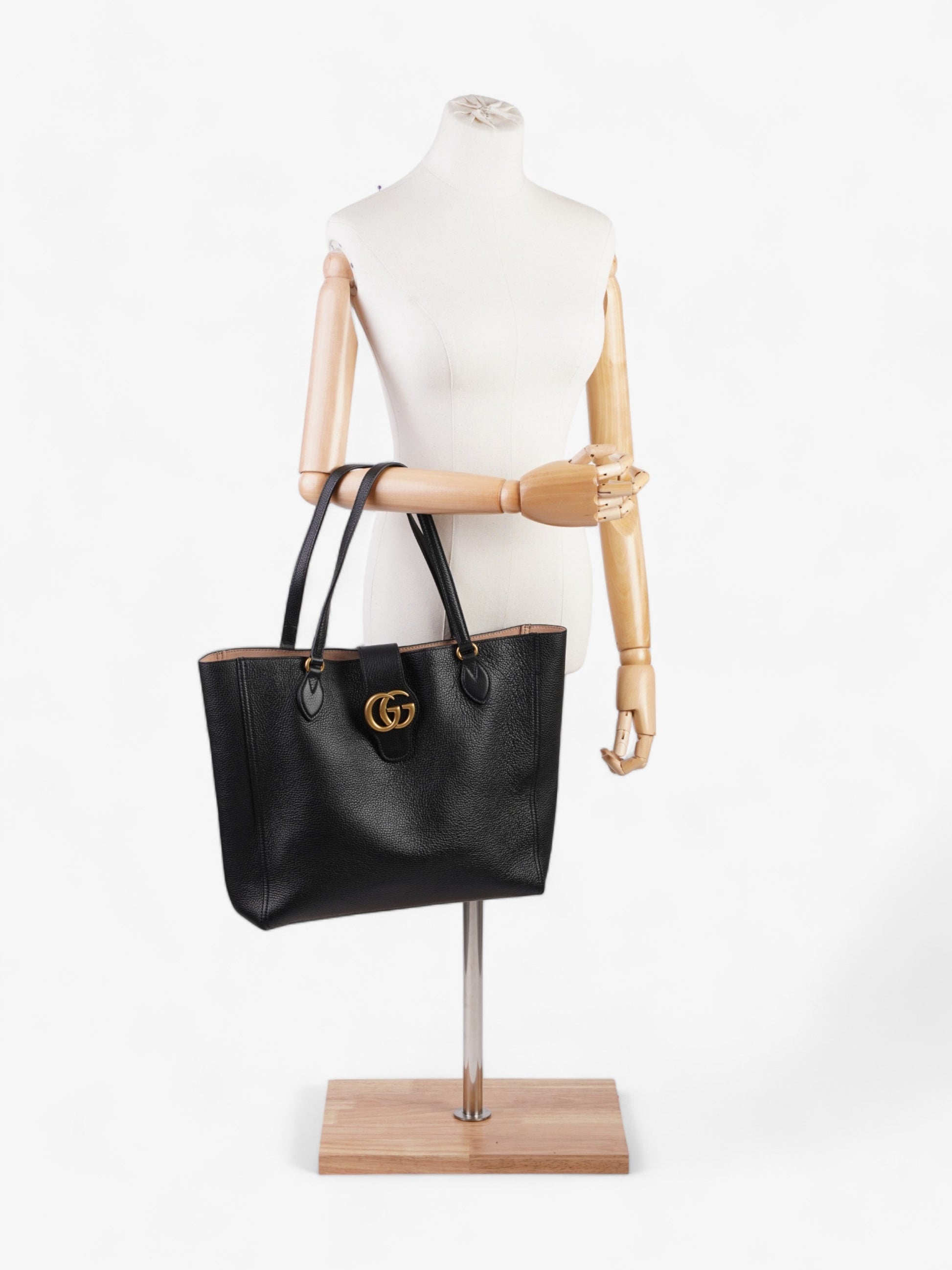 Gucci Double Tote Leather Black Tote Bag