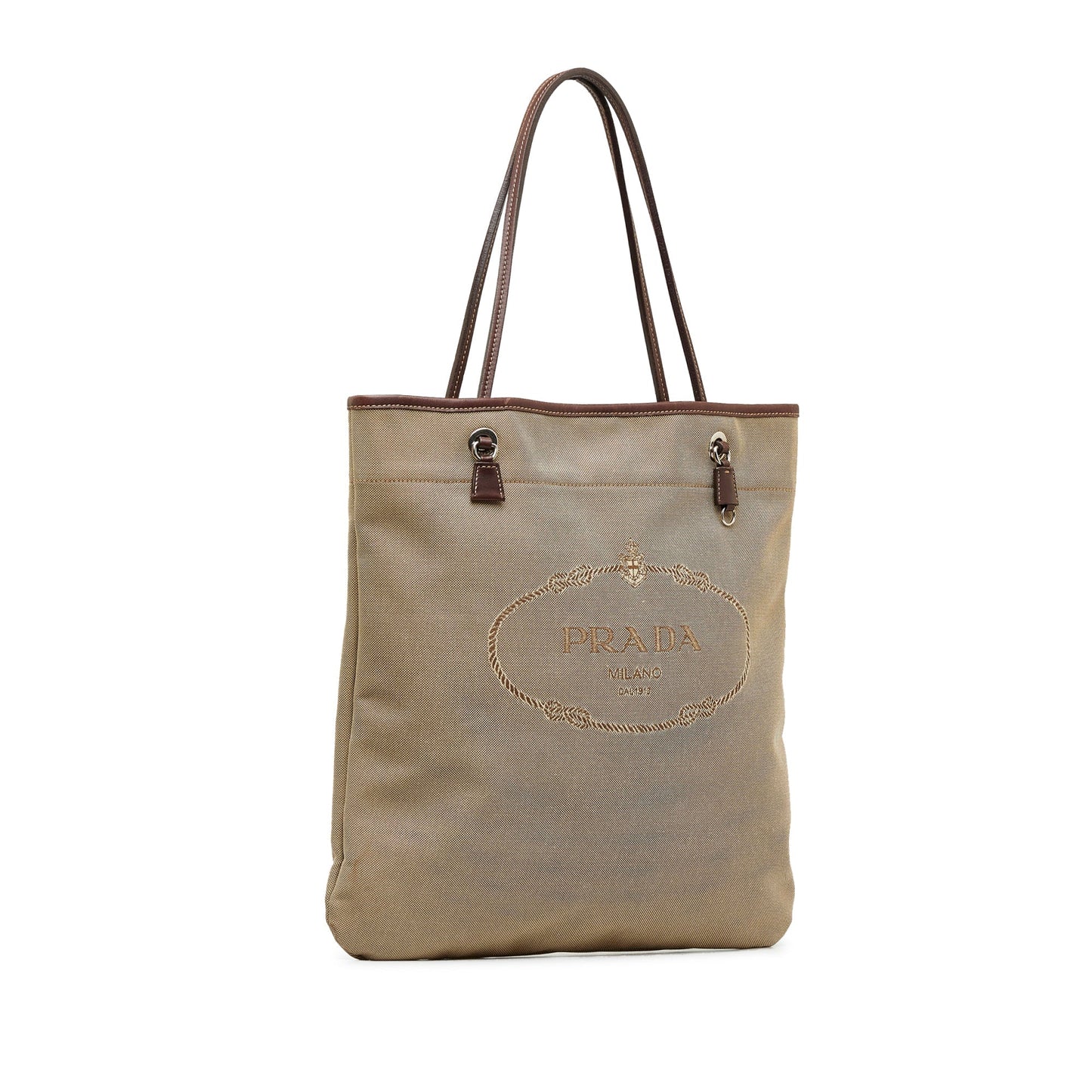 Prada Taupe Canapa Tote Bag Logo